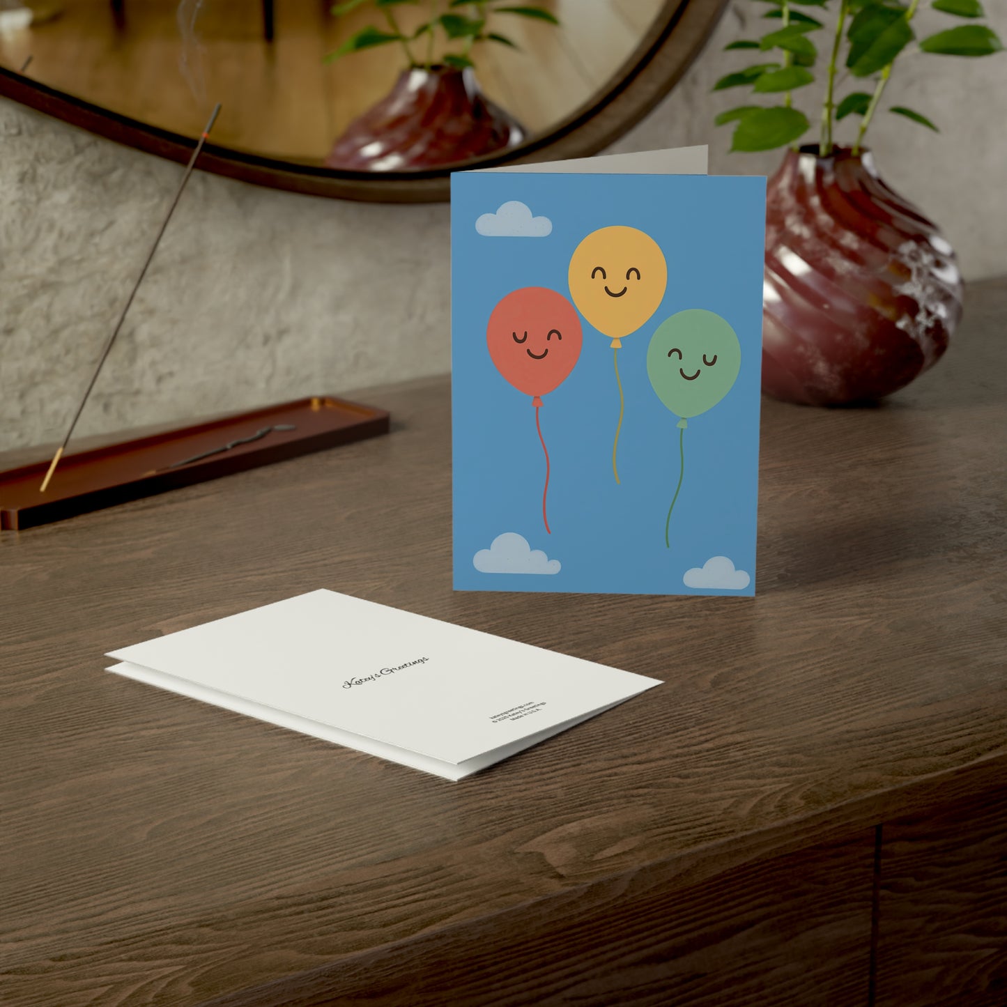 Smiling Balloons Birthday Card – Cheerful Greeting with Envelope