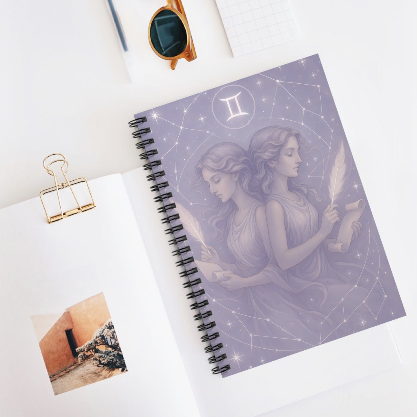 Gemini Zodiac Galaxy Spiral Notebook – Celestial Twins Astrology Journal (6" x 8", 118 Pages)