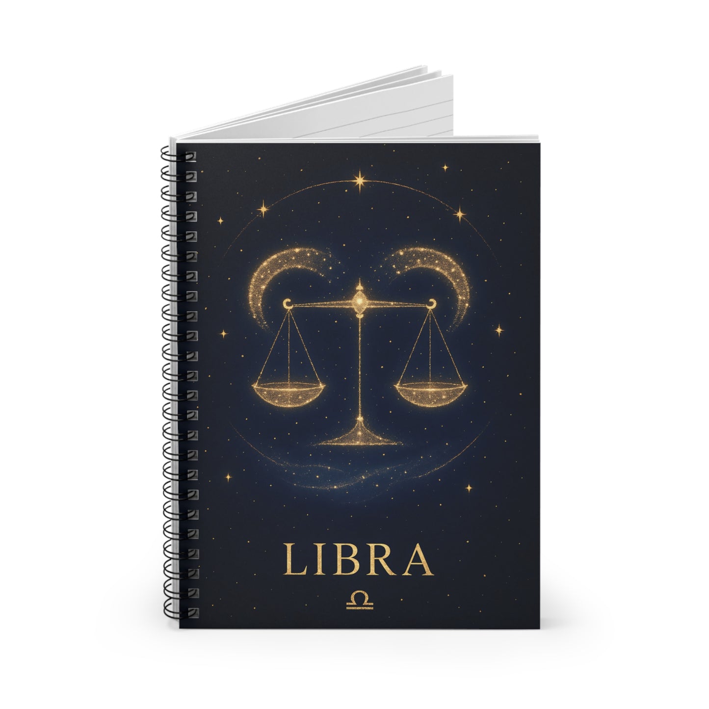 Libra Zodiac Galaxy Spiral Notebook – Celestial Astrology Writing Journal (6" x 8", 118 Pages)