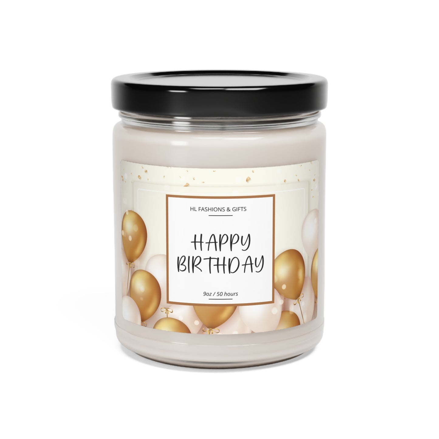 Happy Birthday Soy Candle - Gold Balloons