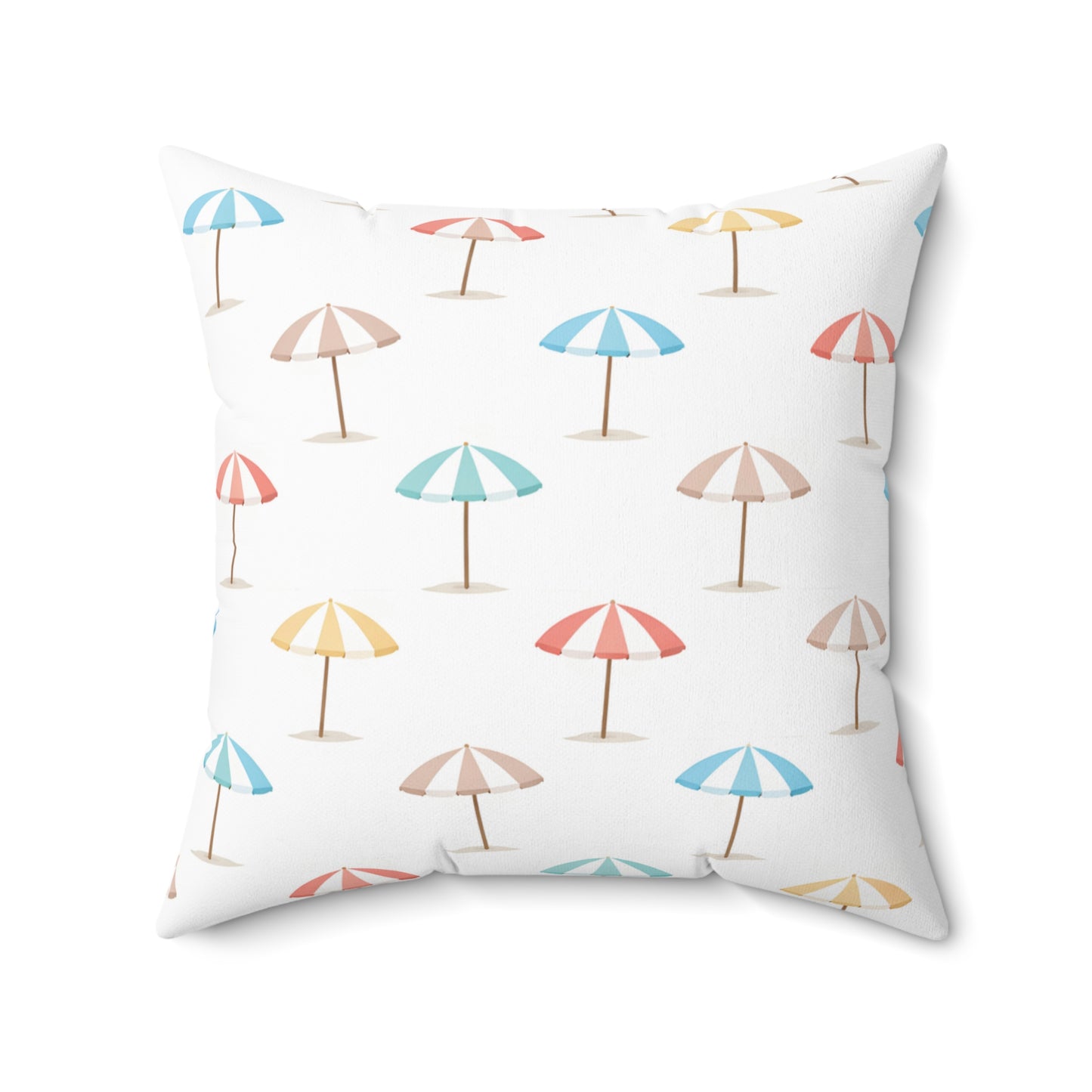 Beach Umbrella Pattern Spun Polyester Pillow — Pastel Tropical Throw Pillow