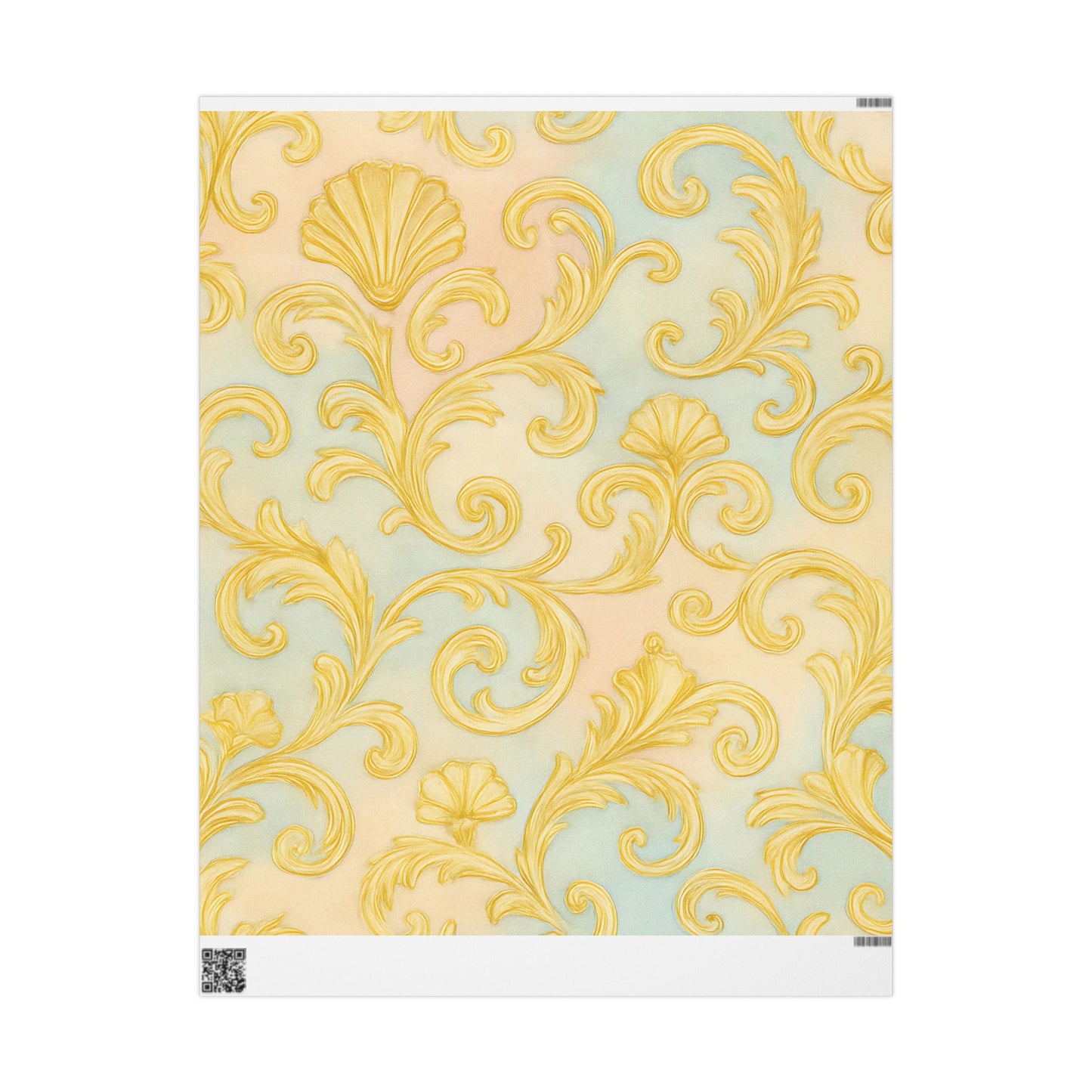 Baroque Gold Scroll Wrapping Paper – Luxury Gift Wrap in Glossy or Matte Finish