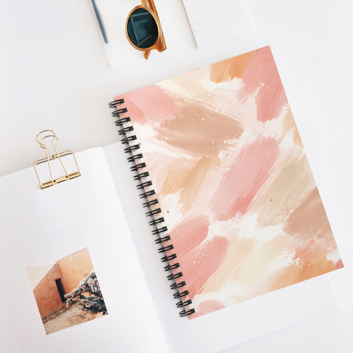 Spiral Notebook — Peach Brushstroke Ruled Journal