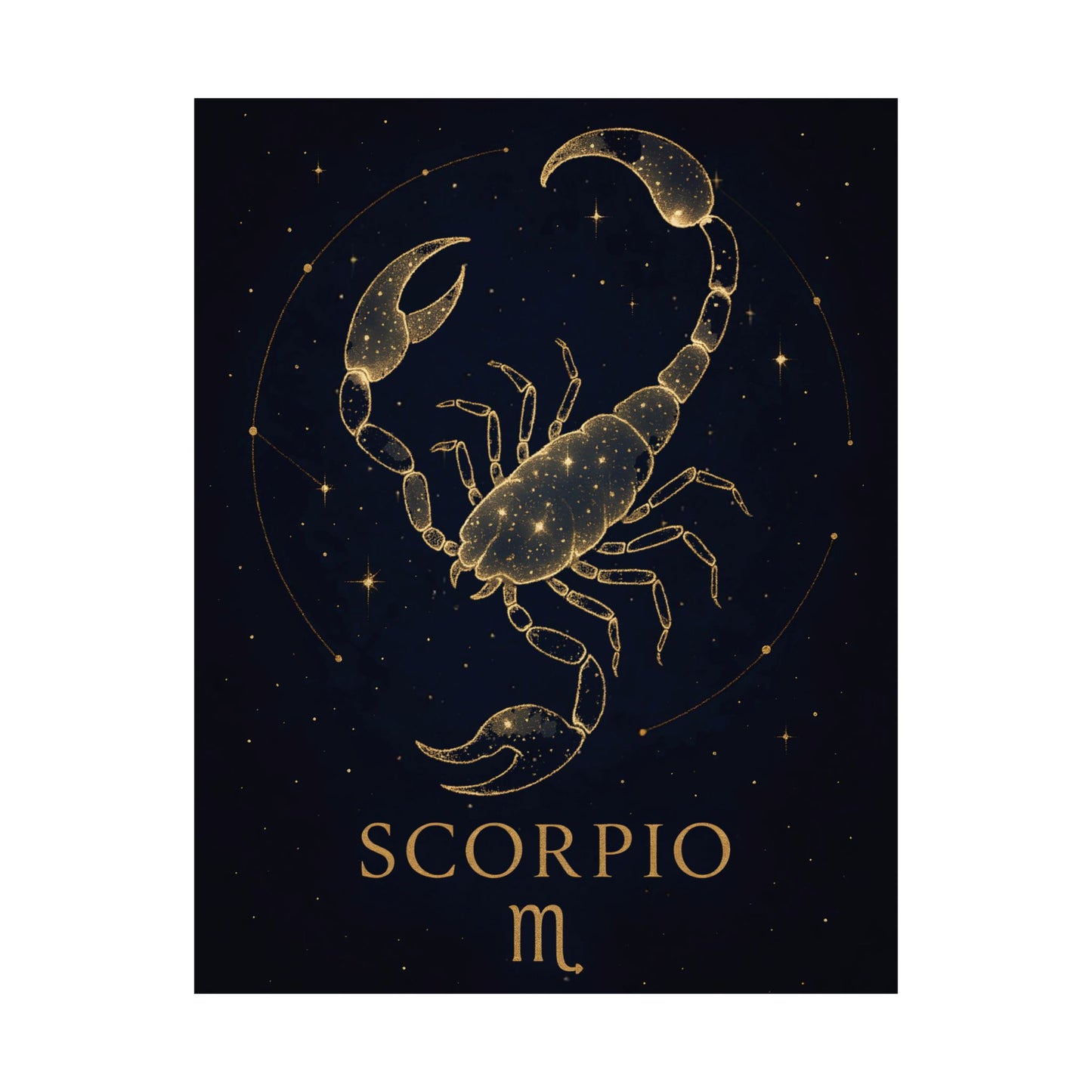 Scorpio Zodiac Constellation Matte Poster – Golden Scorpion Astrology Wall Art Print (Multiple Sizes)