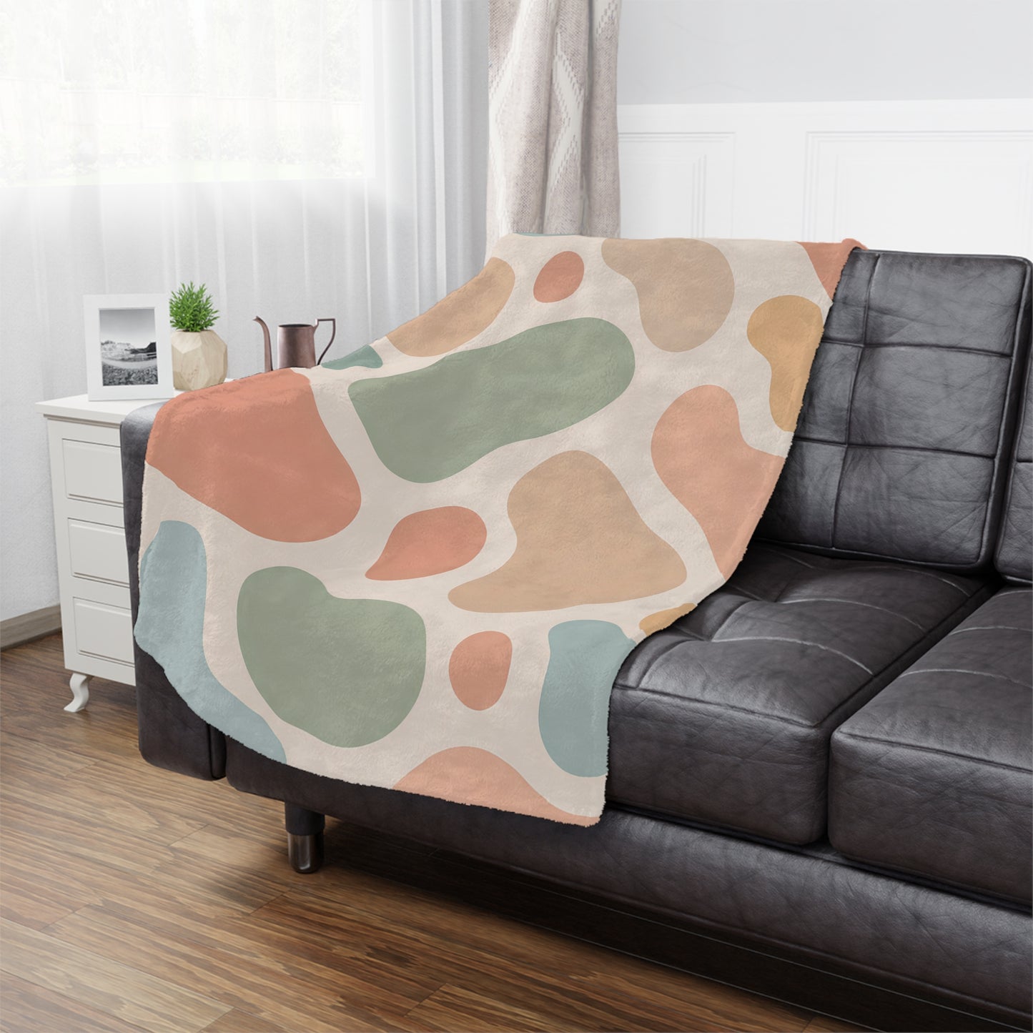 Abstract Pastel Minky Blanket — Organic Blob Pattern Cozy Throw