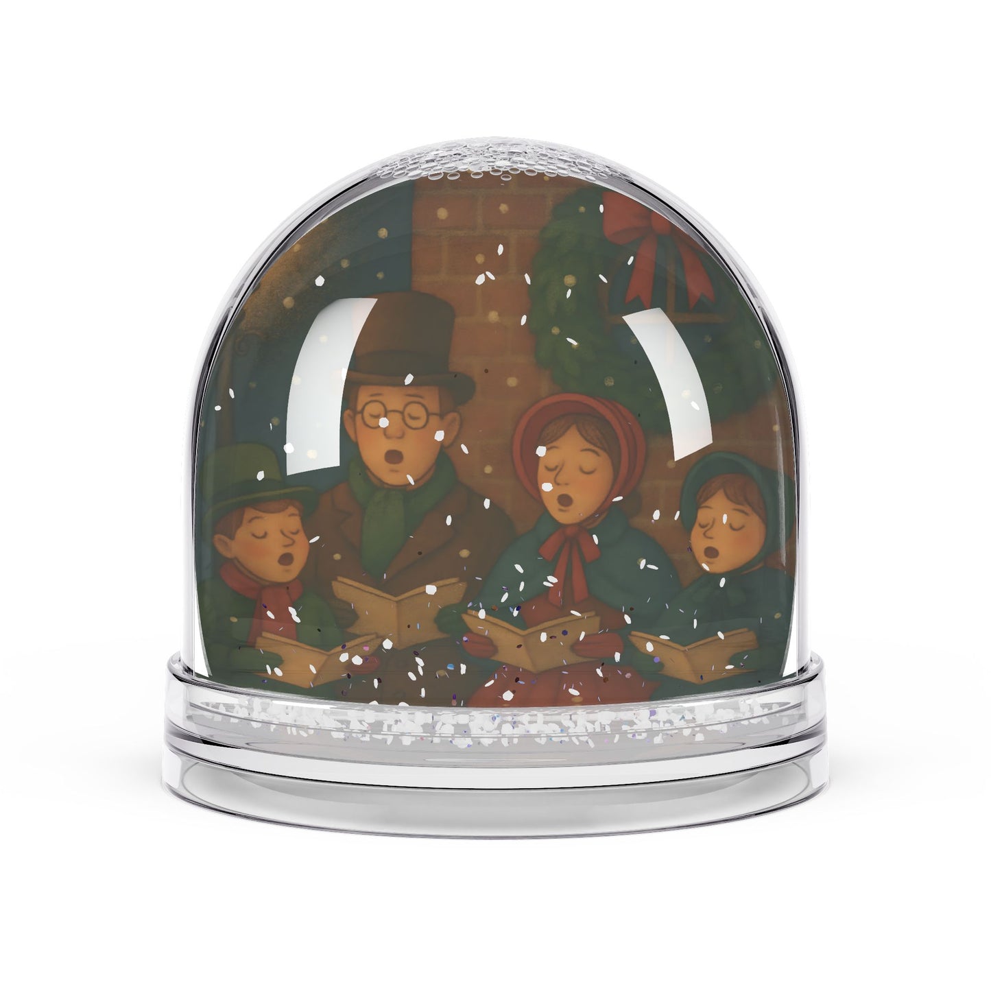 Victorian Carolers Snow Globe – Classic Holiday Scene with Two-Sided Print