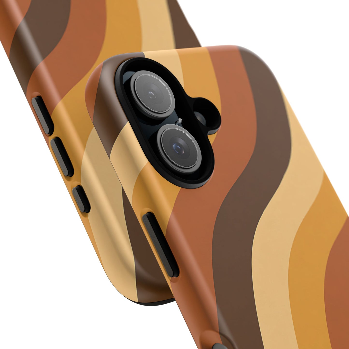 Retro Wave Stripes iPhone Case – 70s-Inspired Earth Tone Swirl Design