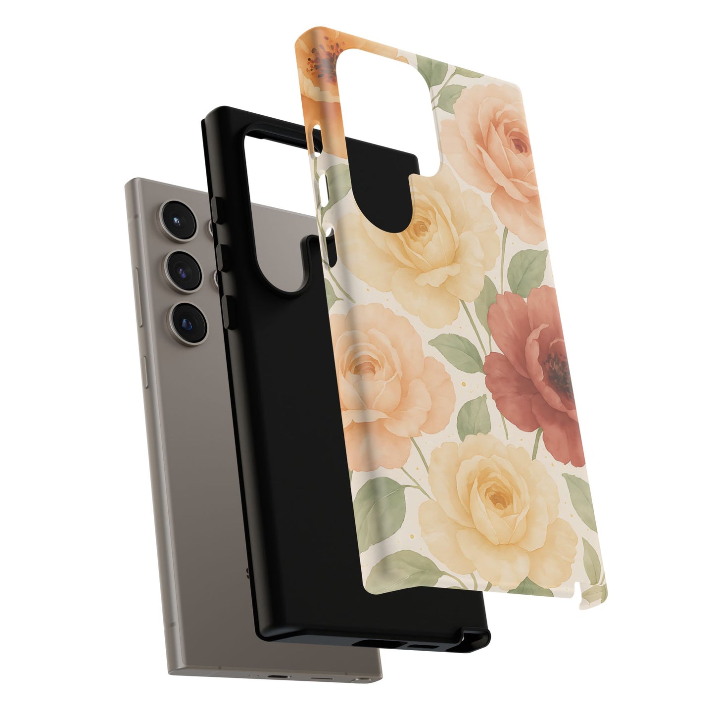 Vintage Rose Garden Phone Case – Soft Floral Print in Warm Neutrals