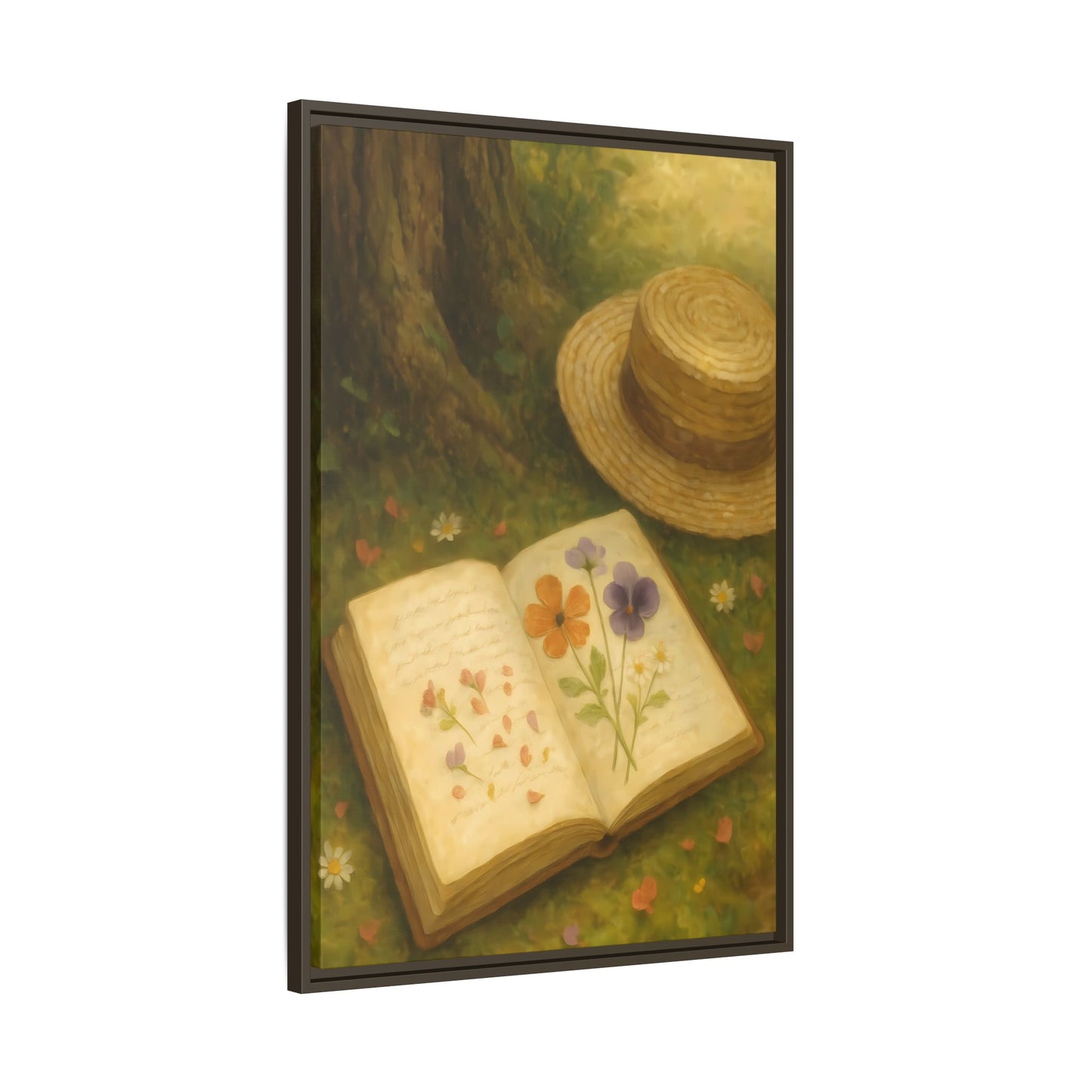 Pressed Flowers in the Shade – Framed Matte Canvas Nature Scene