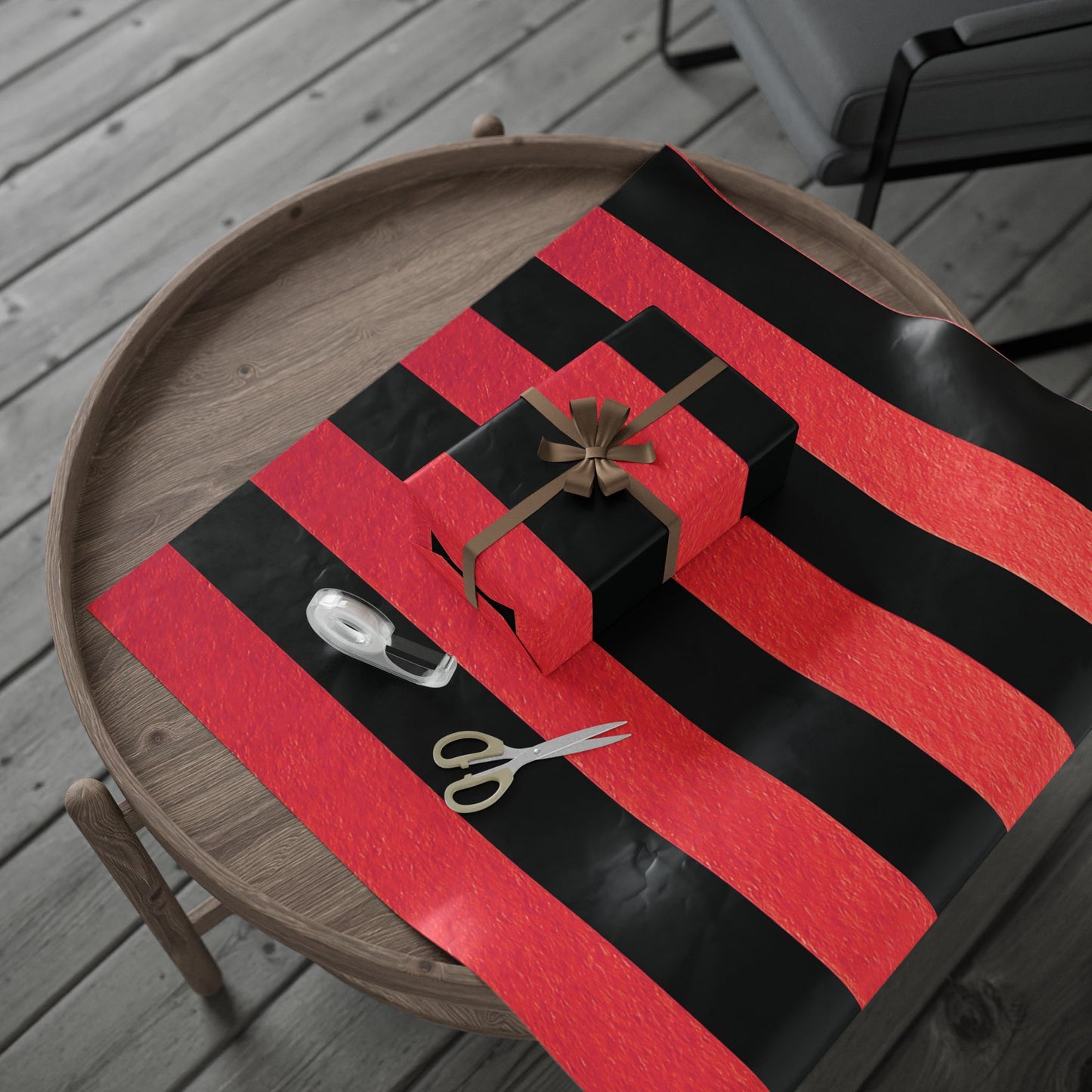 Black and Red Striped Luxury Wrapping Paper – Glossy or Matte Finish, Durable 90gsm