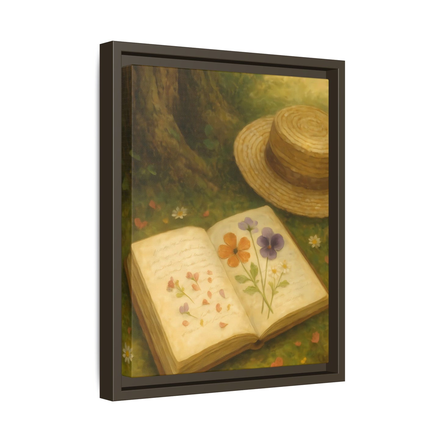 Pressed Flowers in the Shade – Framed Matte Canvas Nature Scene