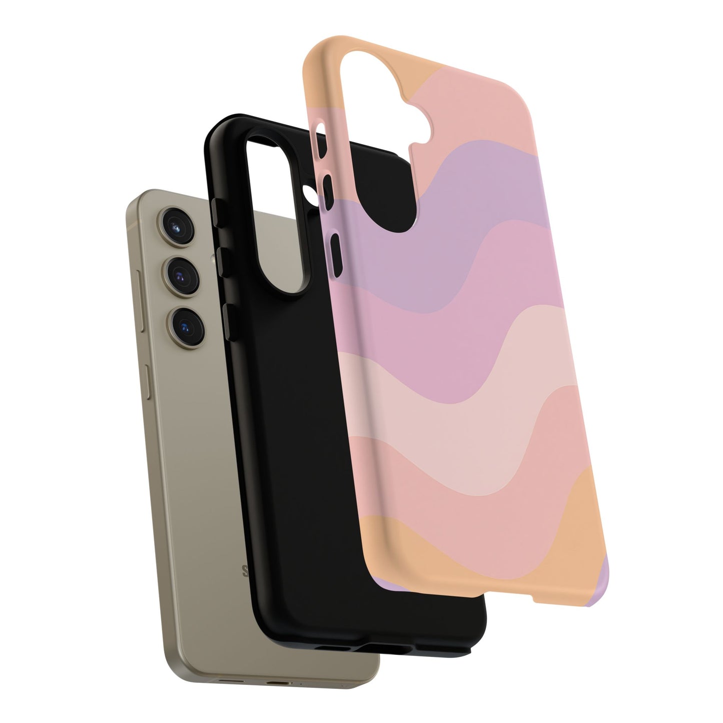 Retro Sunset Wave Phone Case – Groovy Pastel Abstract Design