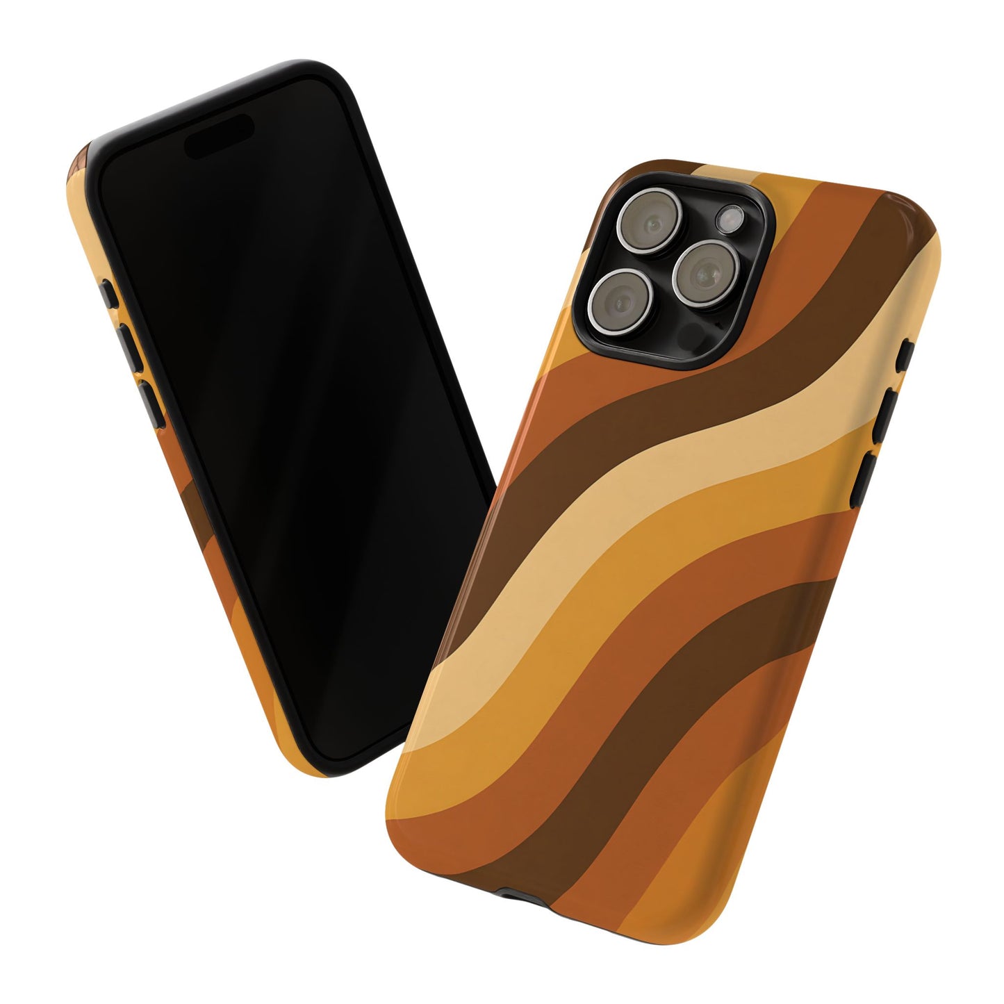 Retro Wave Stripes iPhone Case – 70s-Inspired Earth Tone Swirl Design
