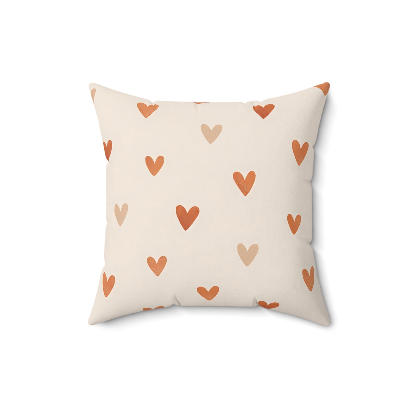 Terracotta Heart Print Throw Pillow – Minimalist Boho Cushion with Double-Sided Design, Multiple Sizes