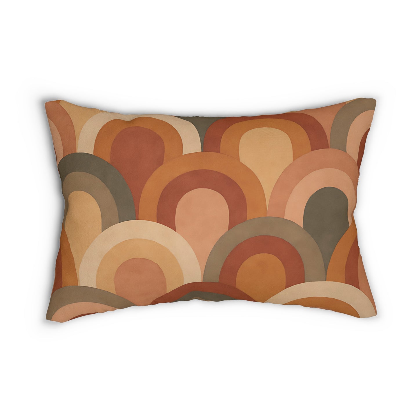 Retro Arch Lumbar Pillow – Warm Earth Tones Boho Cushion