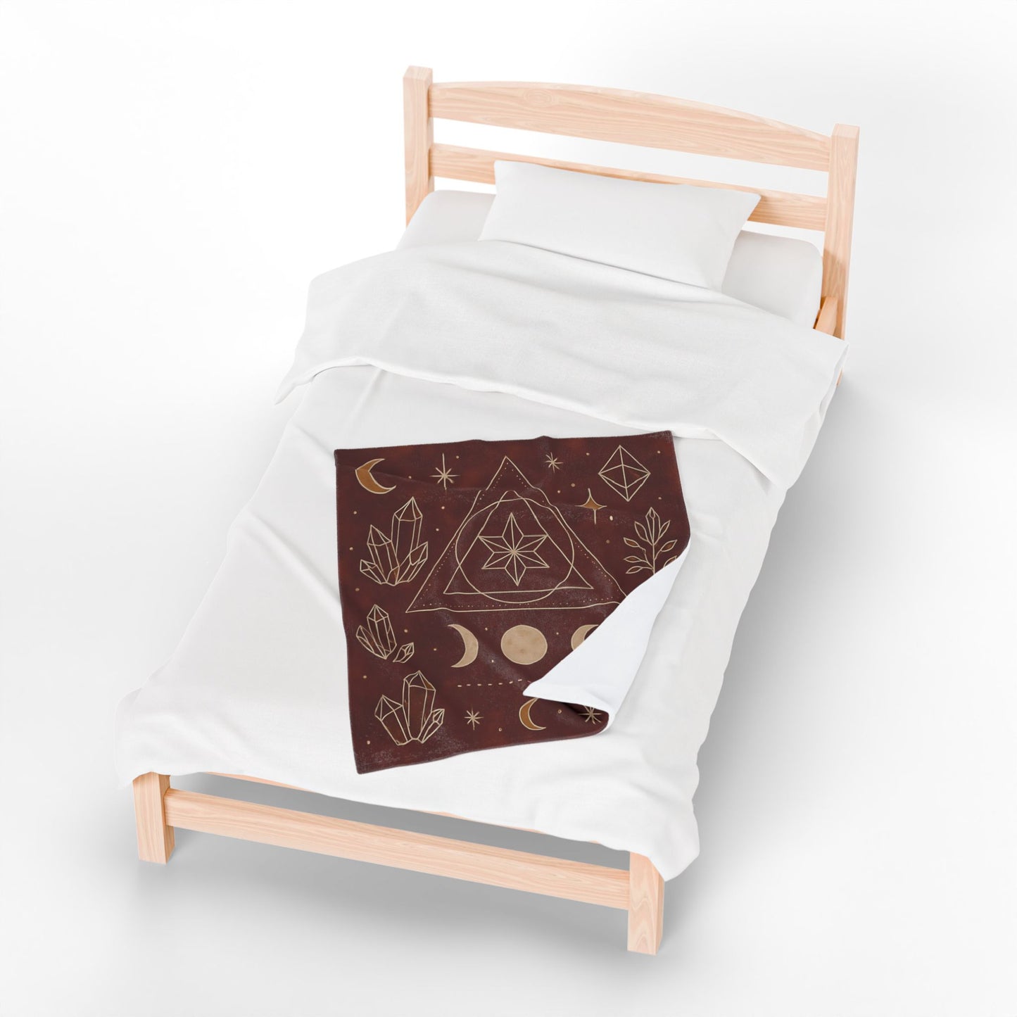 Mystic Celestial Crystal Plush Blanket – Boho Geometric Velveteen Throw for Adults