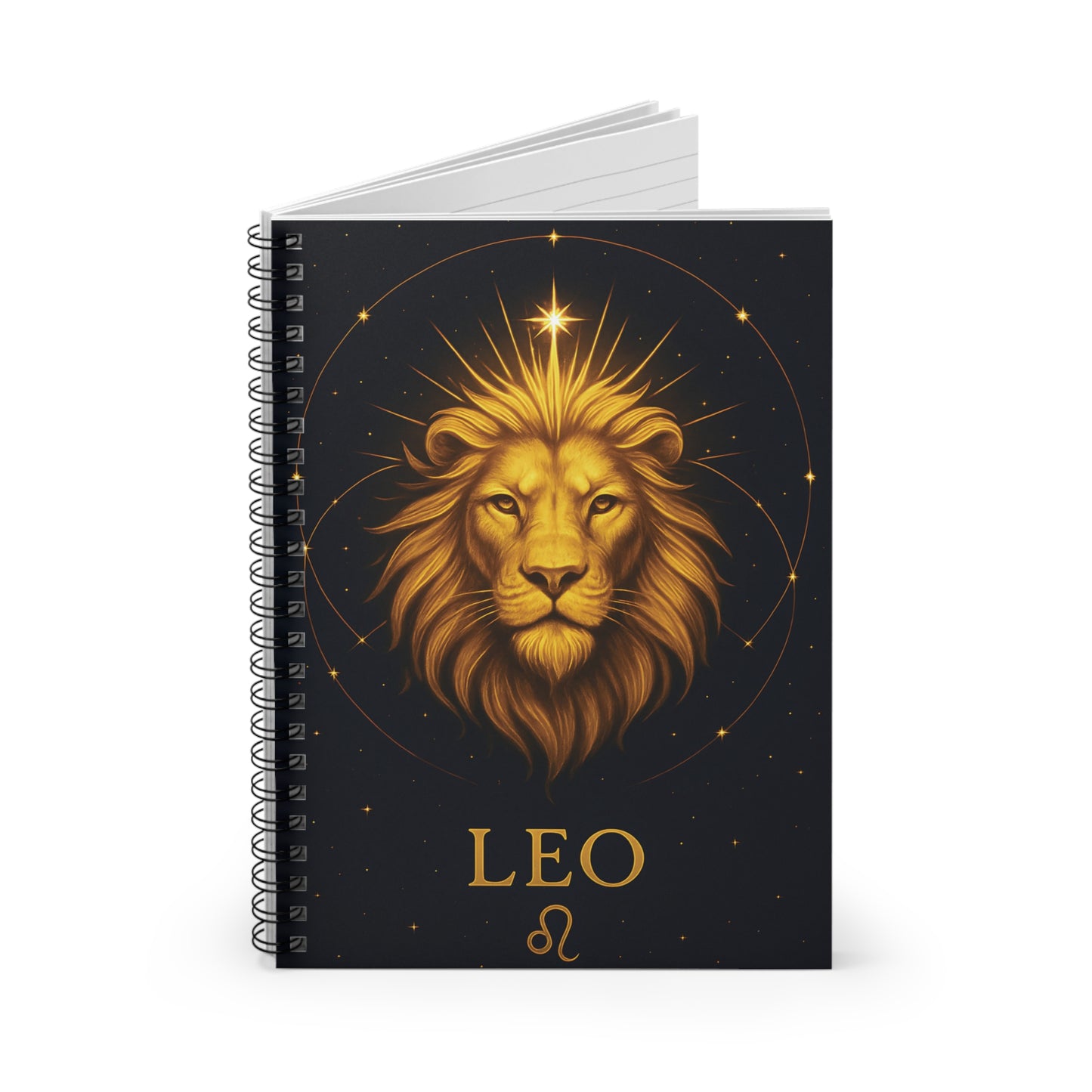 Leo Zodiac Galaxy Spiral Notebook – Celestial Lion Astrology Journal (6" x 8", 118 Pages)