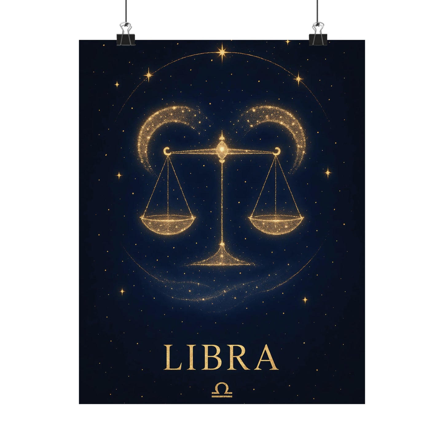 Libra Zodiac Constellation Matte Poster – Golden Scales Astrology Wall Art Print (Multiple Sizes)