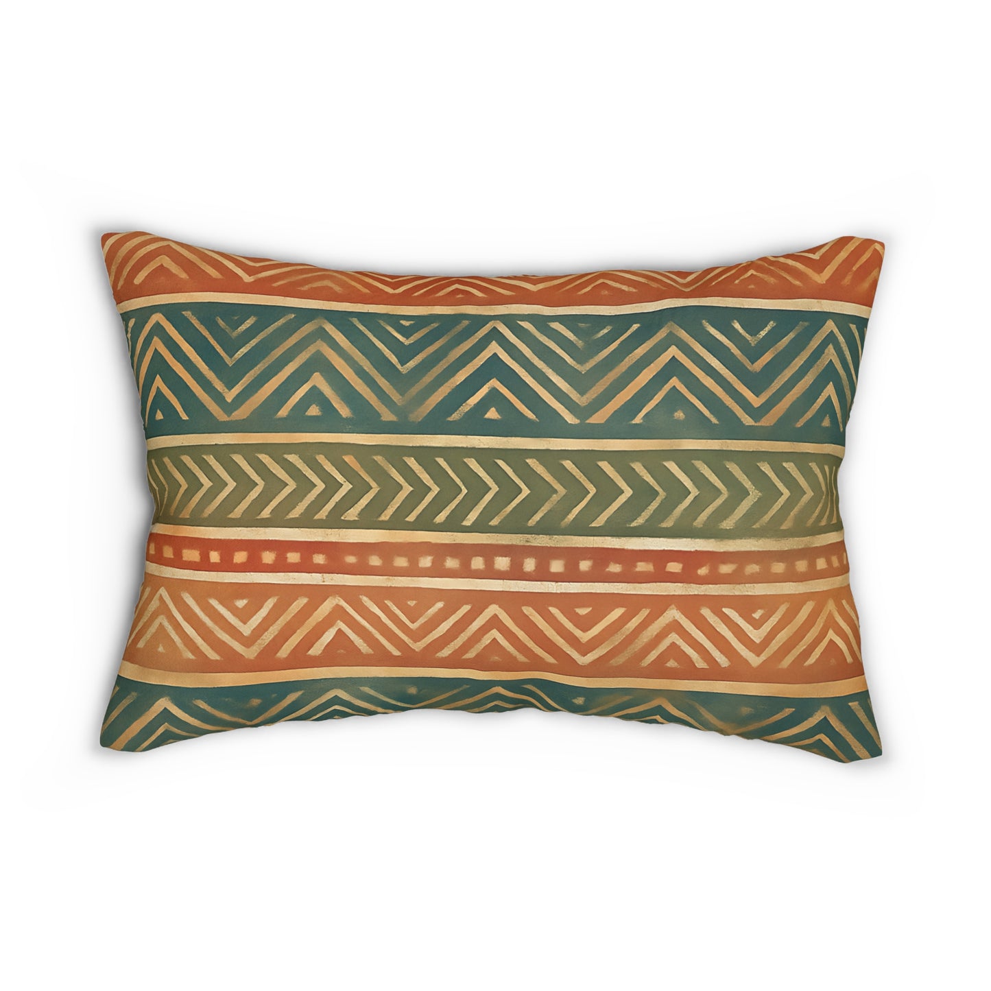 Southwest Geometric Lumbar Pillow – Boho Earth Tone Tribal Print