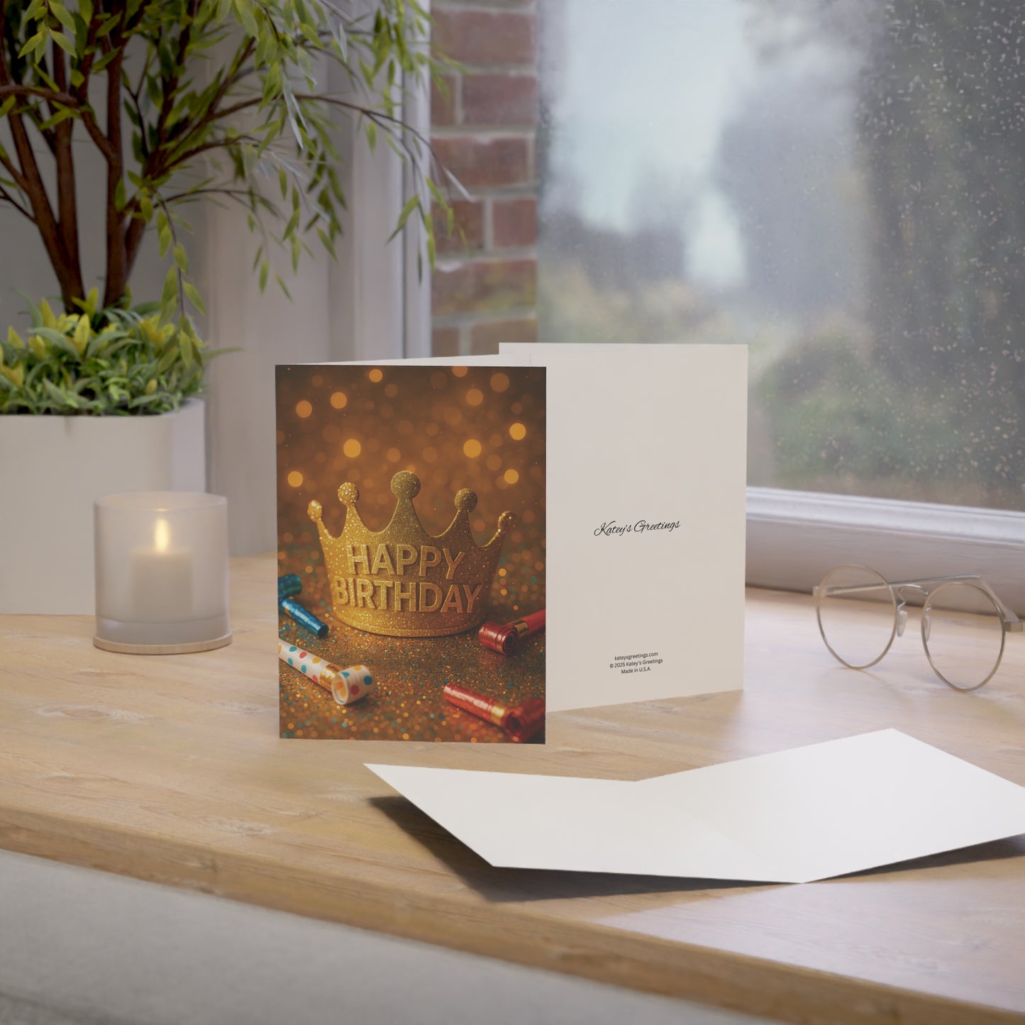 Happy Birthday Crown Greeting Card – Premium 270gsm Paper, Envelope Included
