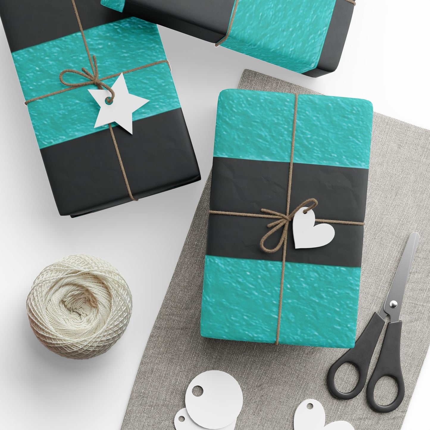 Black and Teal Striped Luxury Wrapping Paper – Glossy or Matte Finish, Durable 90gsm
