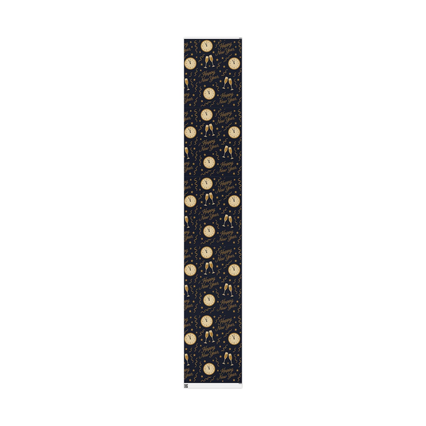 Midnight Celebration New Year Wrapping Paper – Clocks, Champagne & Confetti on Navy