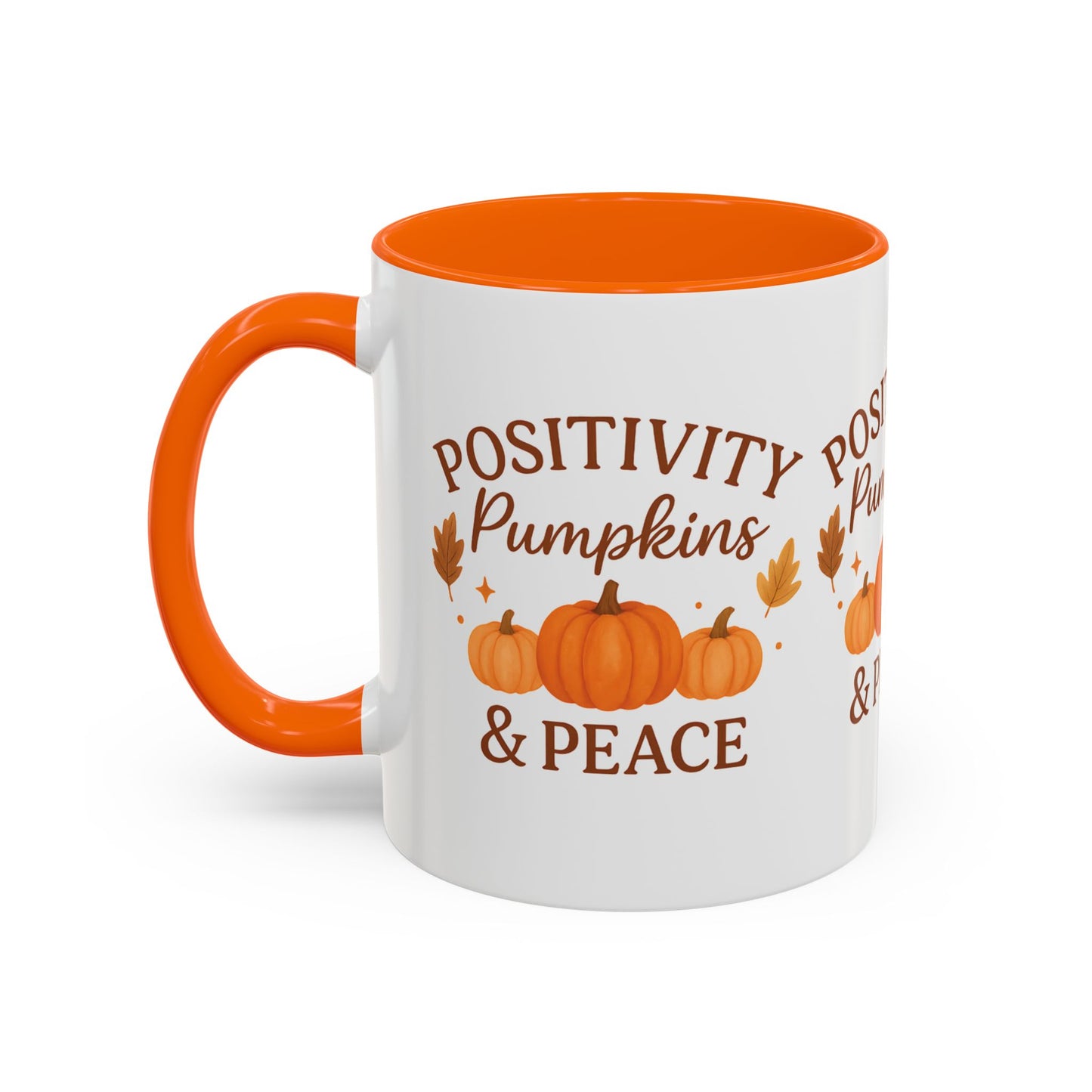 Positivity, Pumpkins & Peace Fall Mug – Autumn Coffee Cup in 11oz or 15oz | Microwave & Dishwasher Safe