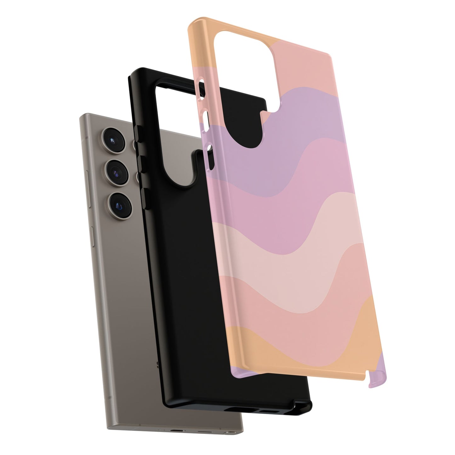 Retro Sunset Wave Phone Case – Groovy Pastel Abstract Design