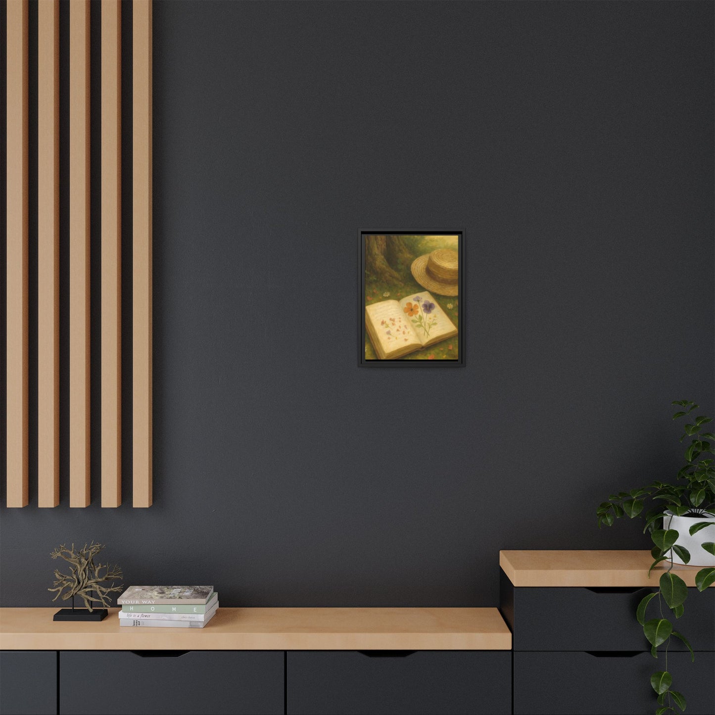 Pressed Flowers in the Shade – Framed Matte Canvas Nature Scene