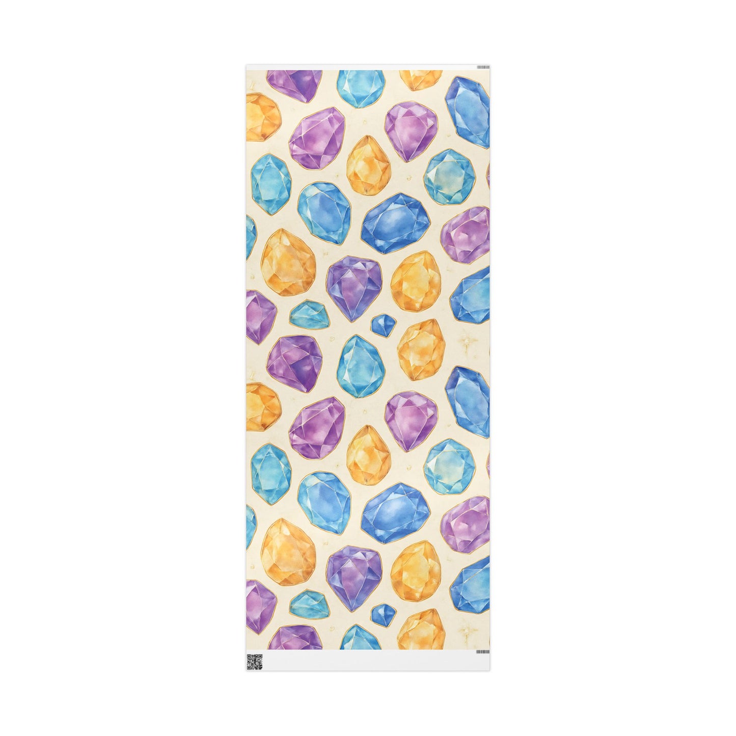 Colorful Gemstone Wrapping Paper – Luxury Gift Wrap with Jewel Print in Glossy or Matte Finish.