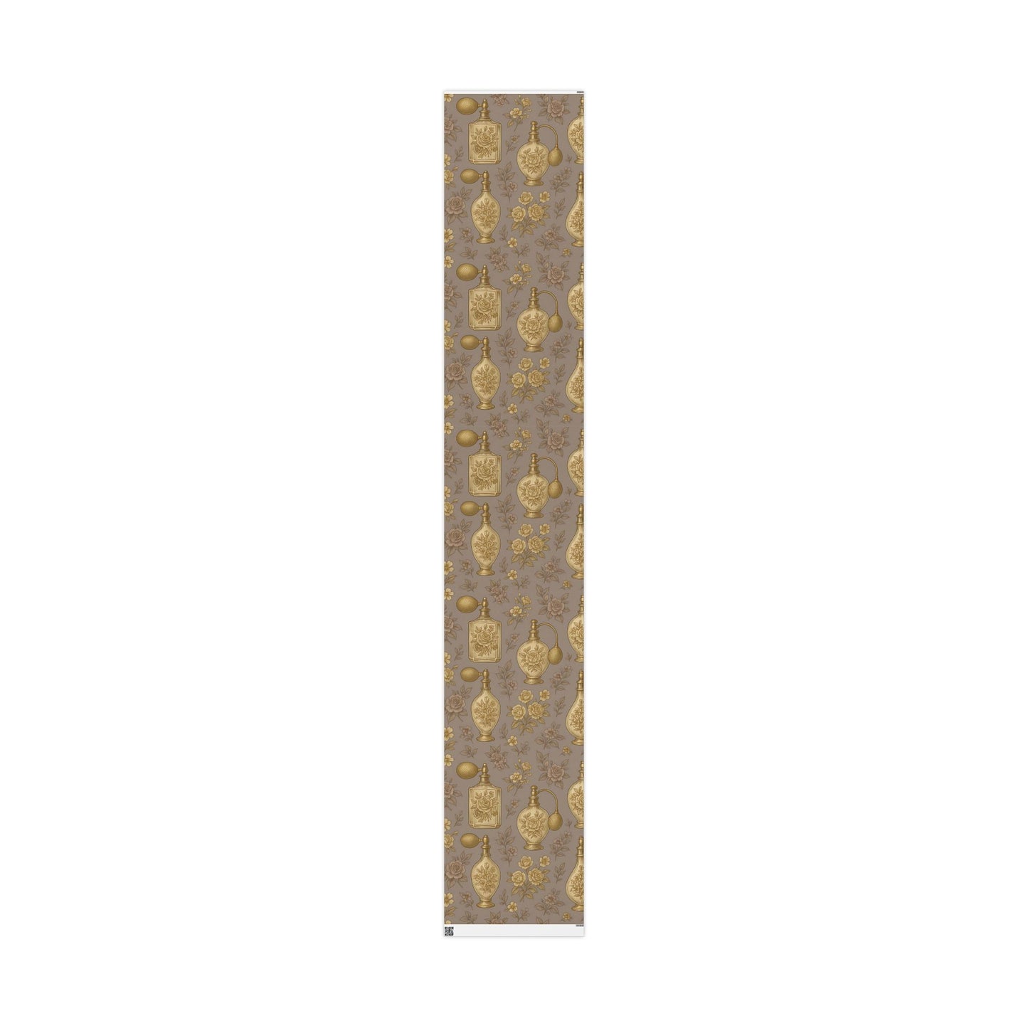 Vintage Perfume Bottle Wrapping Paper – Elegant Gold Floral Gift Wrap in Glossy or Matte