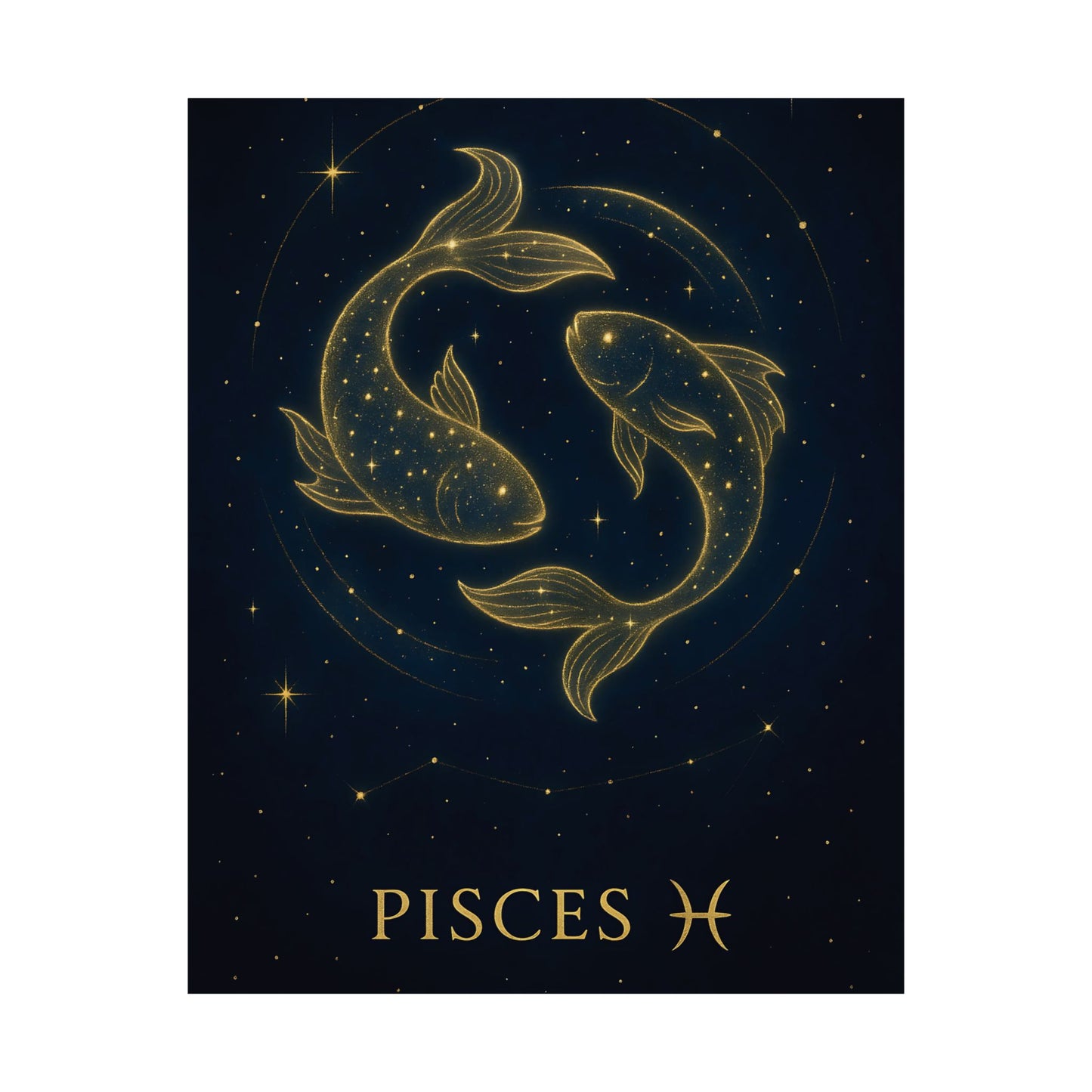 Pisces Zodiac Constellation Matte Poster – Celestial Two Fish Astrology Wall Art Print (Multiple Sizes)