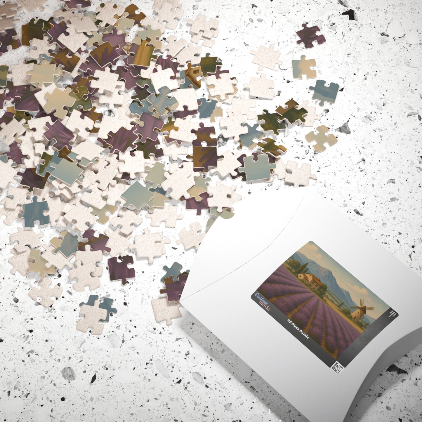 Lavender Fields & Windmill Jigsaw Puzzle – Countryside Farmhouse Scene
