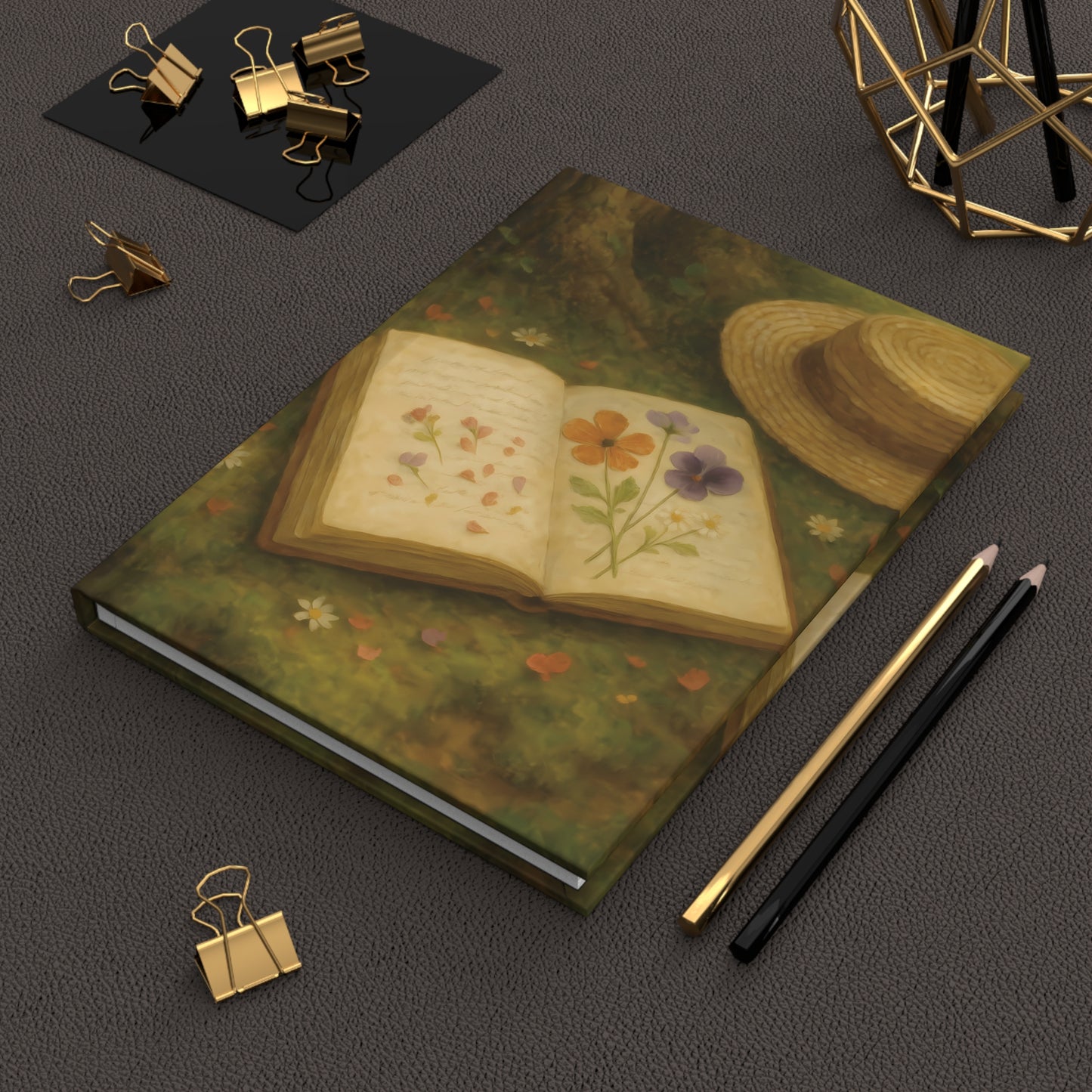 Pressed Petals & Daydreams – Hardcover Journal with Floral Book Illustration