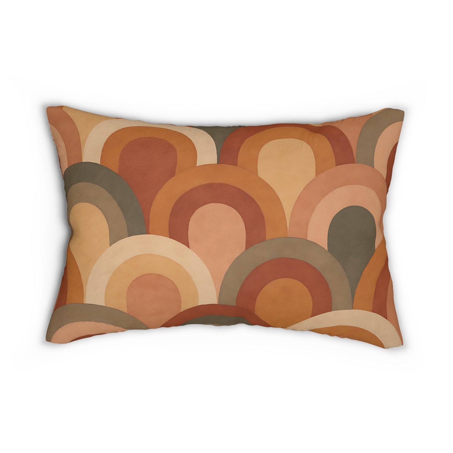 Retro Arch Lumbar Pillow – Warm Earth Tones Boho Cushion