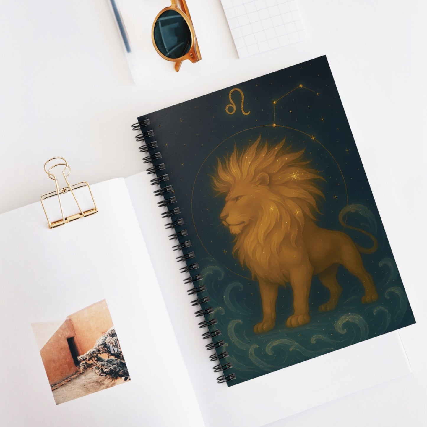 Leo Zodiac Galaxy Spiral Notebook – Celestial Lion Astrology Journal (6" x 8", 118 Pages)