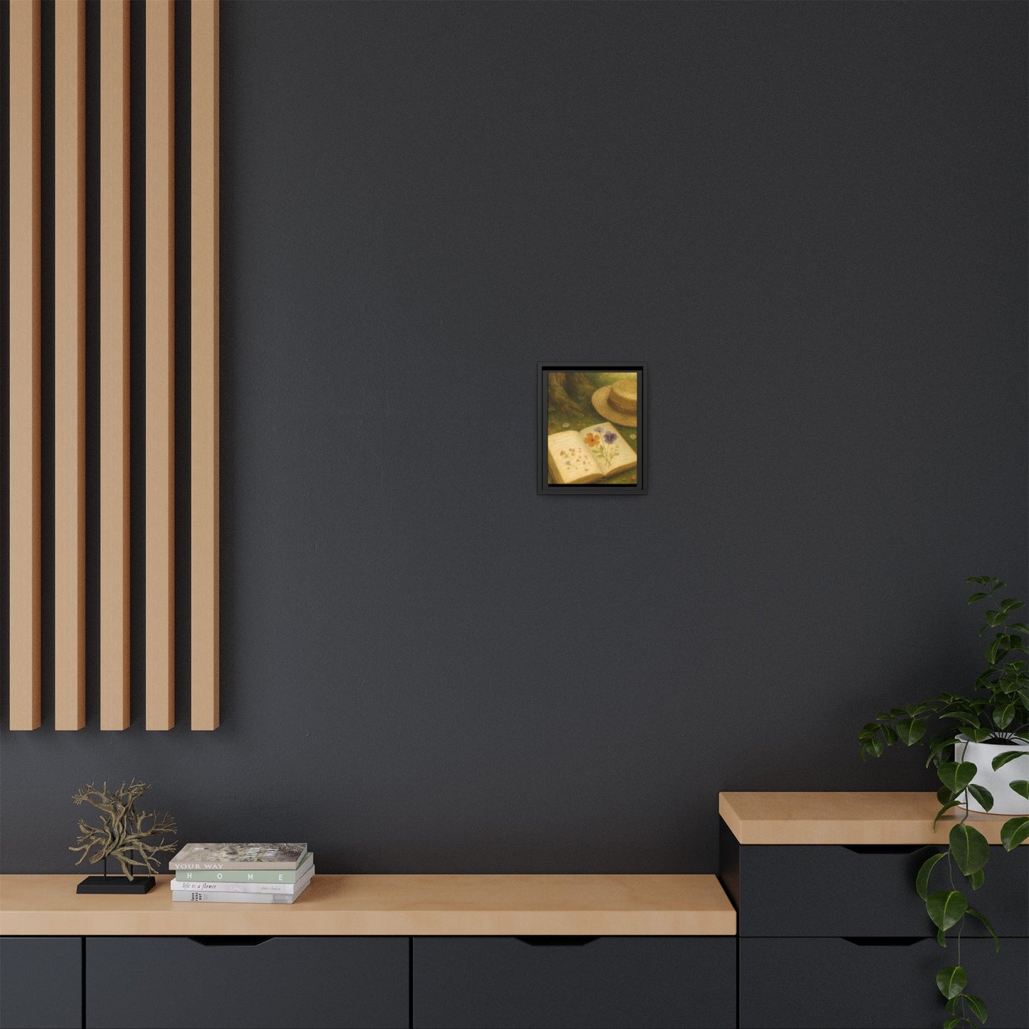 Pressed Flowers in the Shade – Framed Matte Canvas Nature Scene