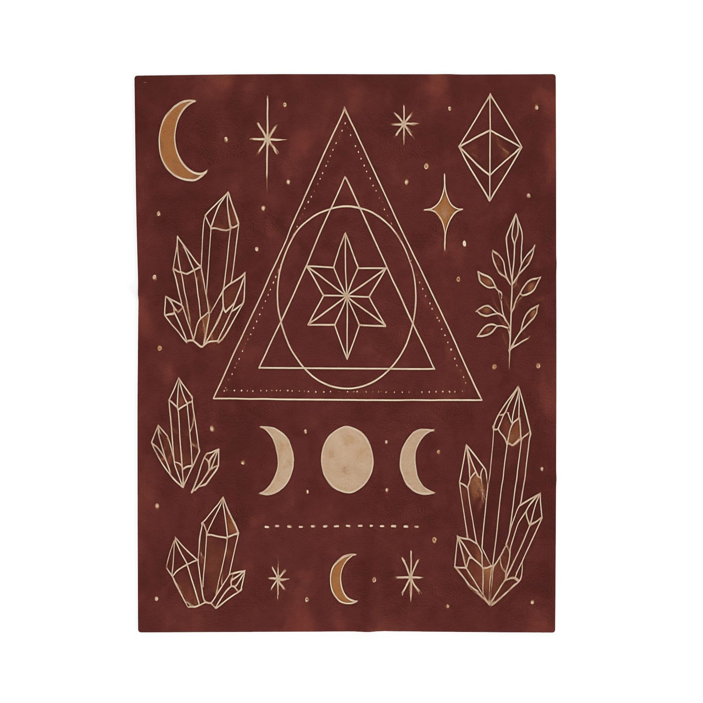 Mystic Celestial Crystal Plush Blanket – Boho Geometric Velveteen Throw for Adults