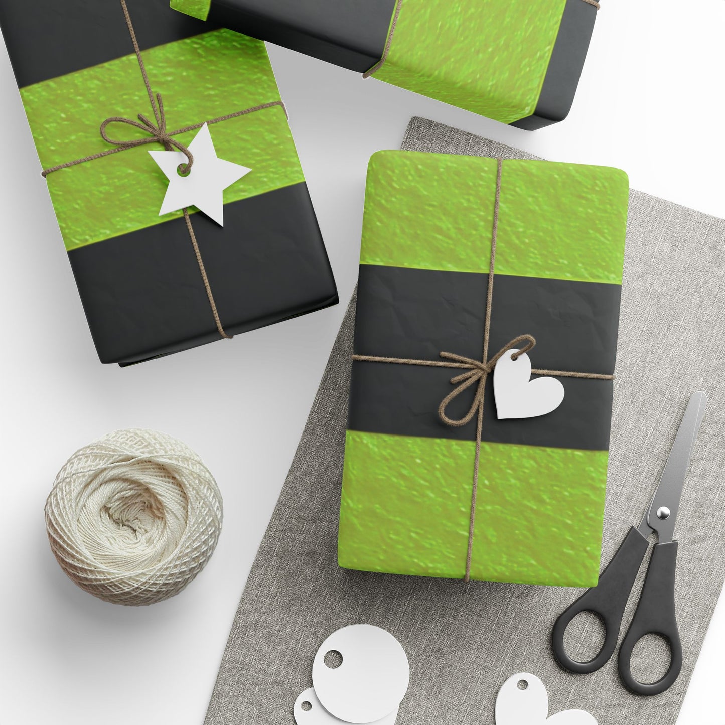 Black and Green Striped Luxury Wrapping Paper – Glossy or Matte Finish, Durable 90gsm