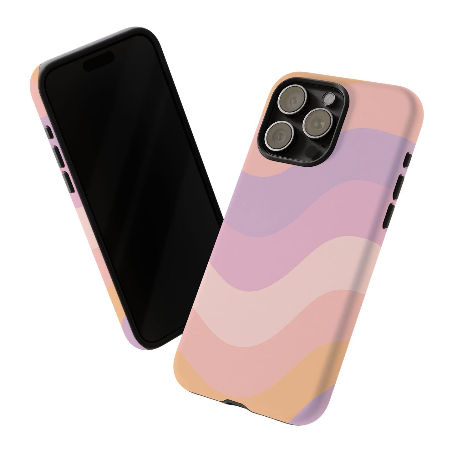 Retro Sunset Wave Phone Case – Groovy Pastel Abstract Design