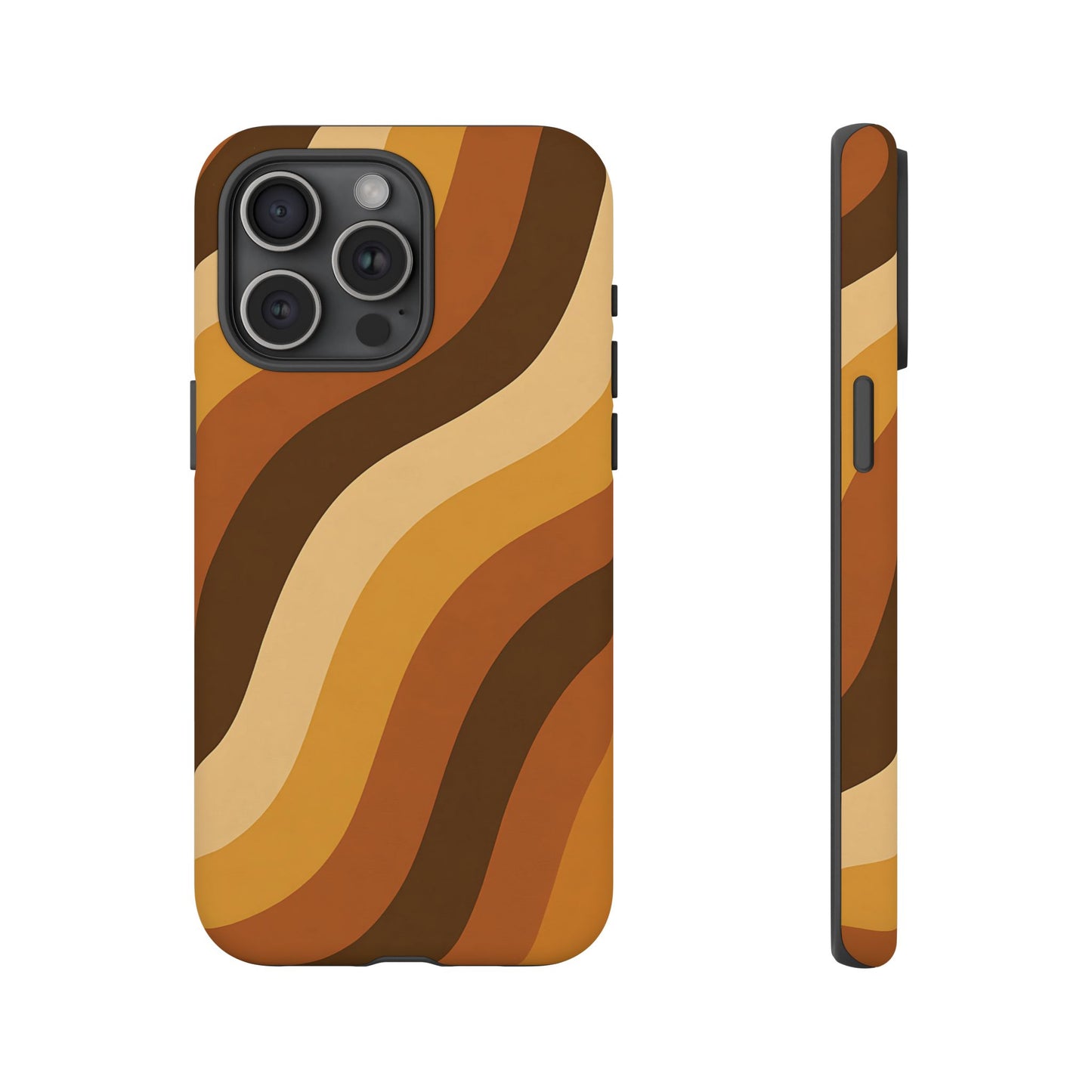 Retro Wave Stripes iPhone Case – 70s-Inspired Earth Tone Swirl Design