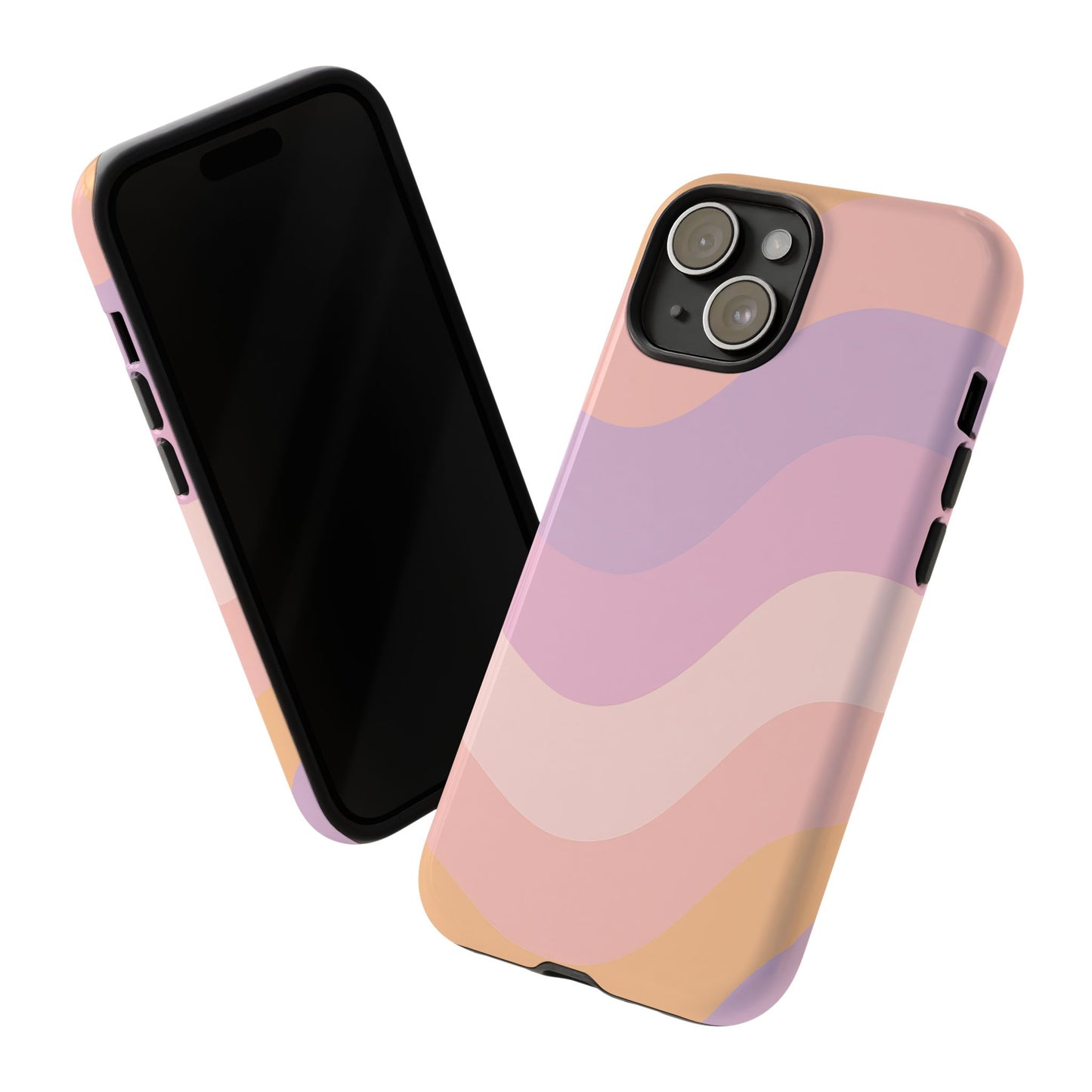 Retro Sunset Wave Phone Case – Groovy Pastel Abstract Design