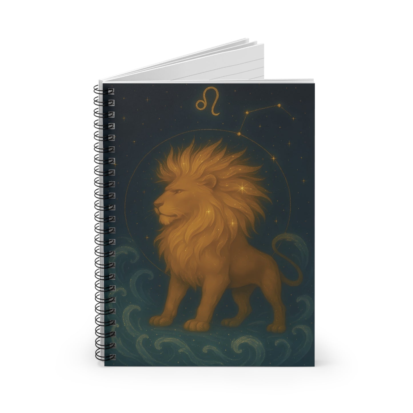 Leo Zodiac Galaxy Spiral Notebook – Celestial Lion Astrology Journal (6" x 8", 118 Pages)