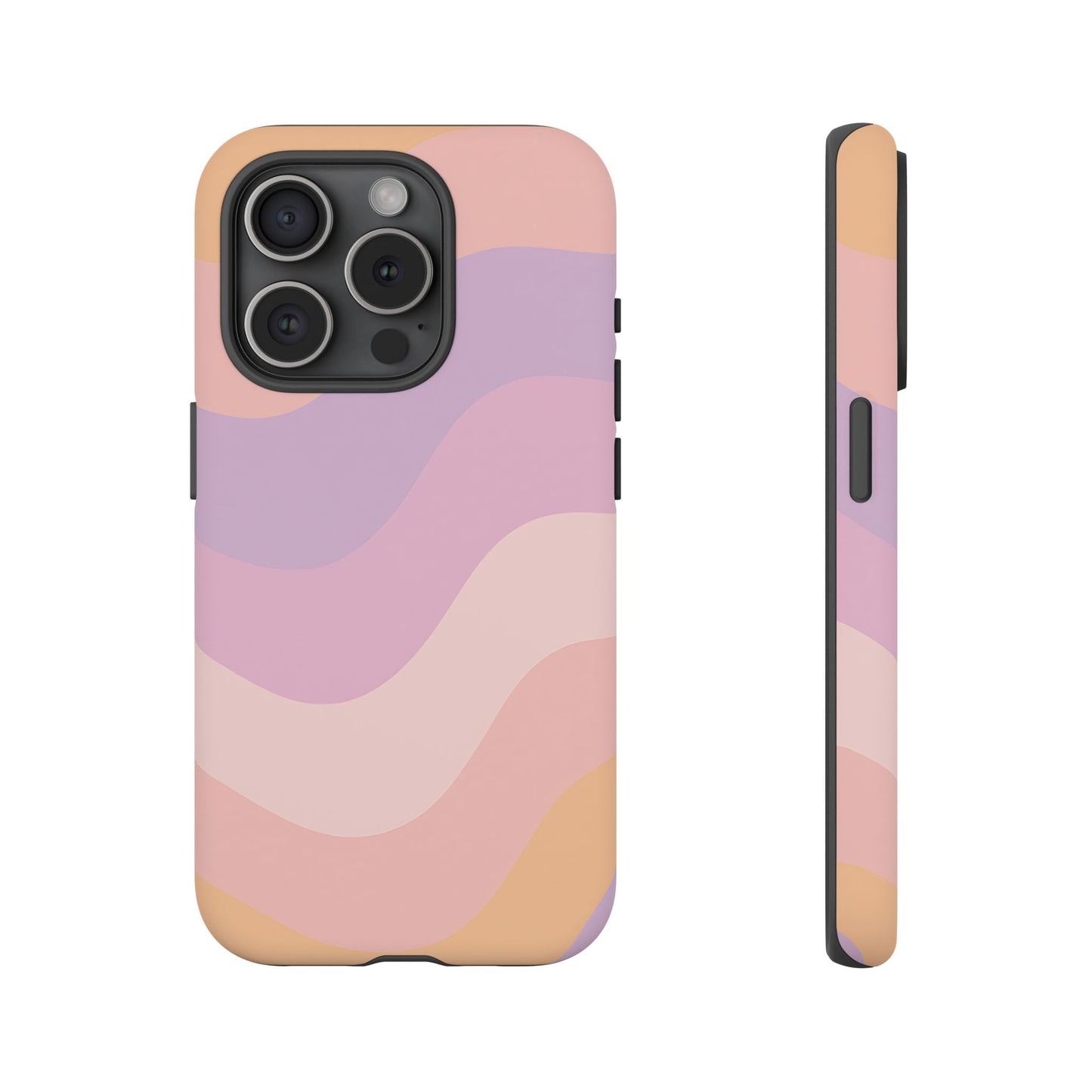 Retro Sunset Wave Phone Case – Groovy Pastel Abstract Design