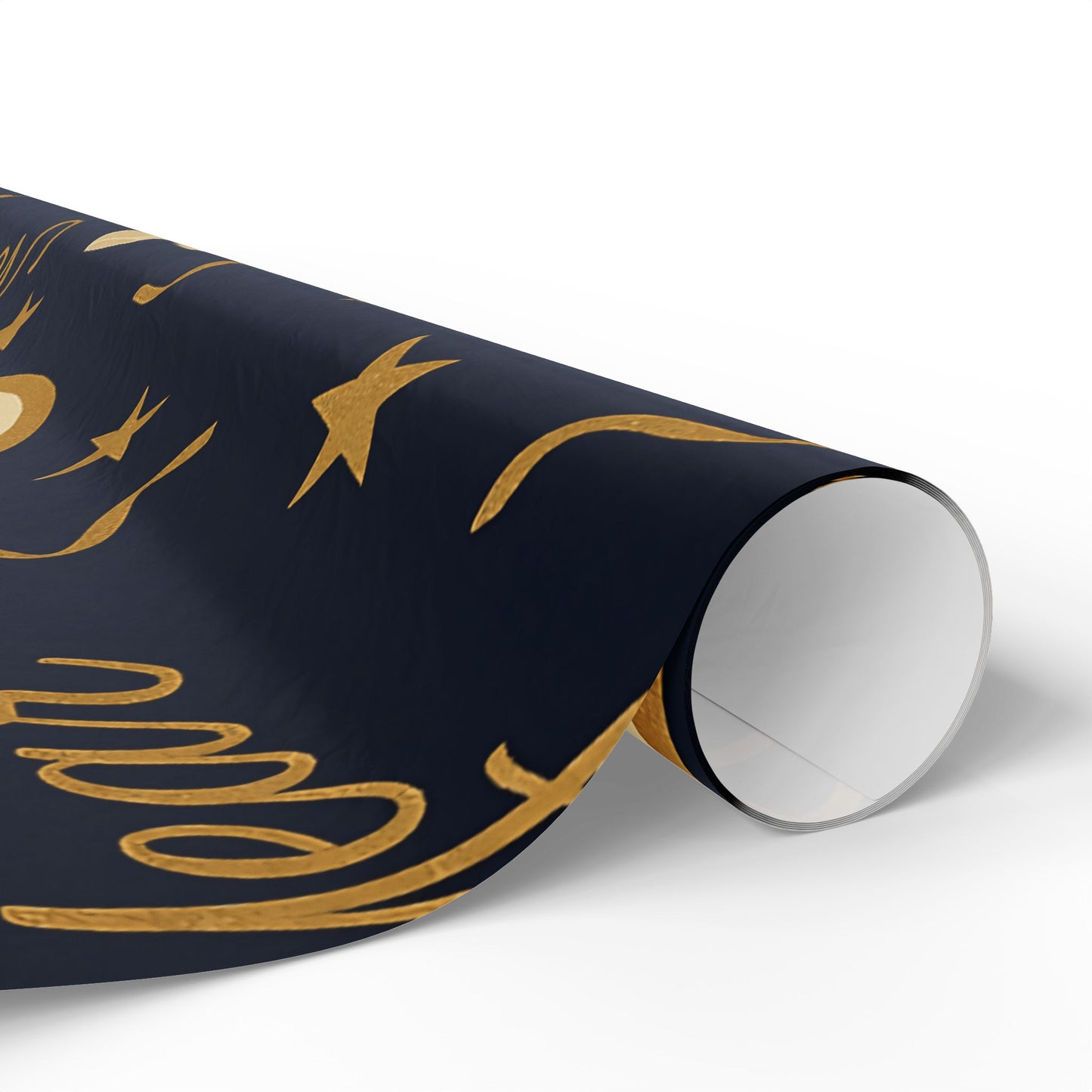 Midnight Celebration New Year Wrapping Paper – Clocks, Champagne & Confetti on Navy