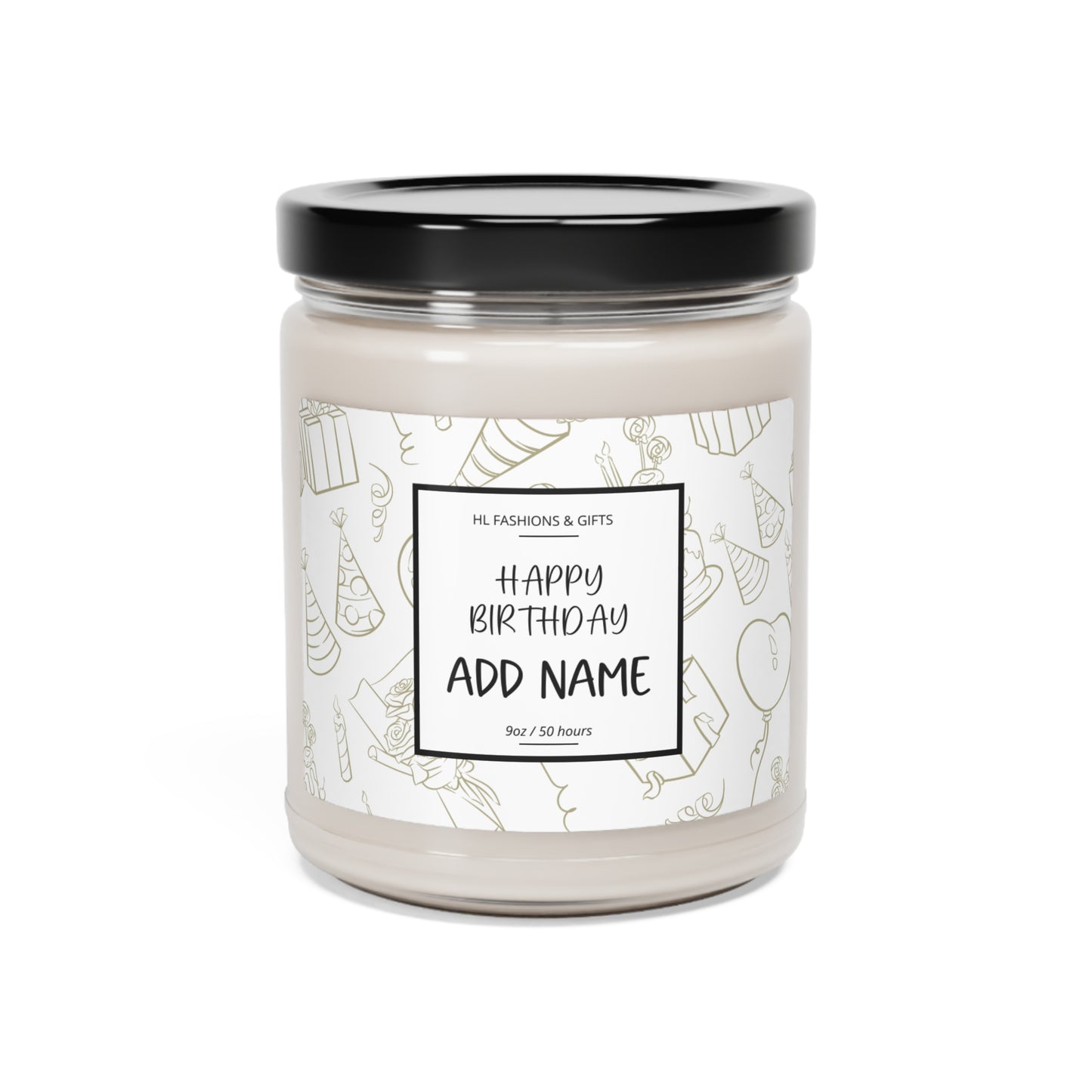 Custom Happy Birthday Soy Candle - Sage Green Label
