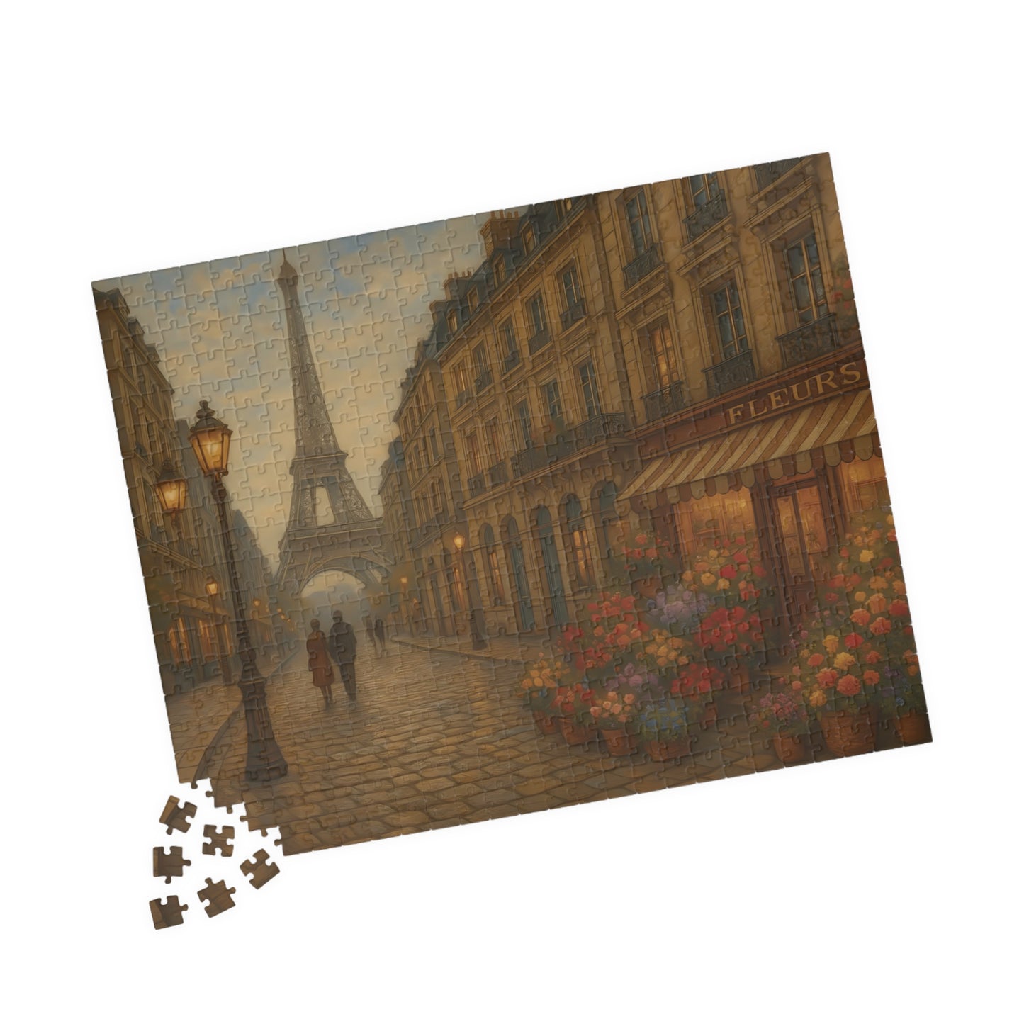 Paris Evening Stroll Puzzle – Eiffel Tower & Flower Shop Scene