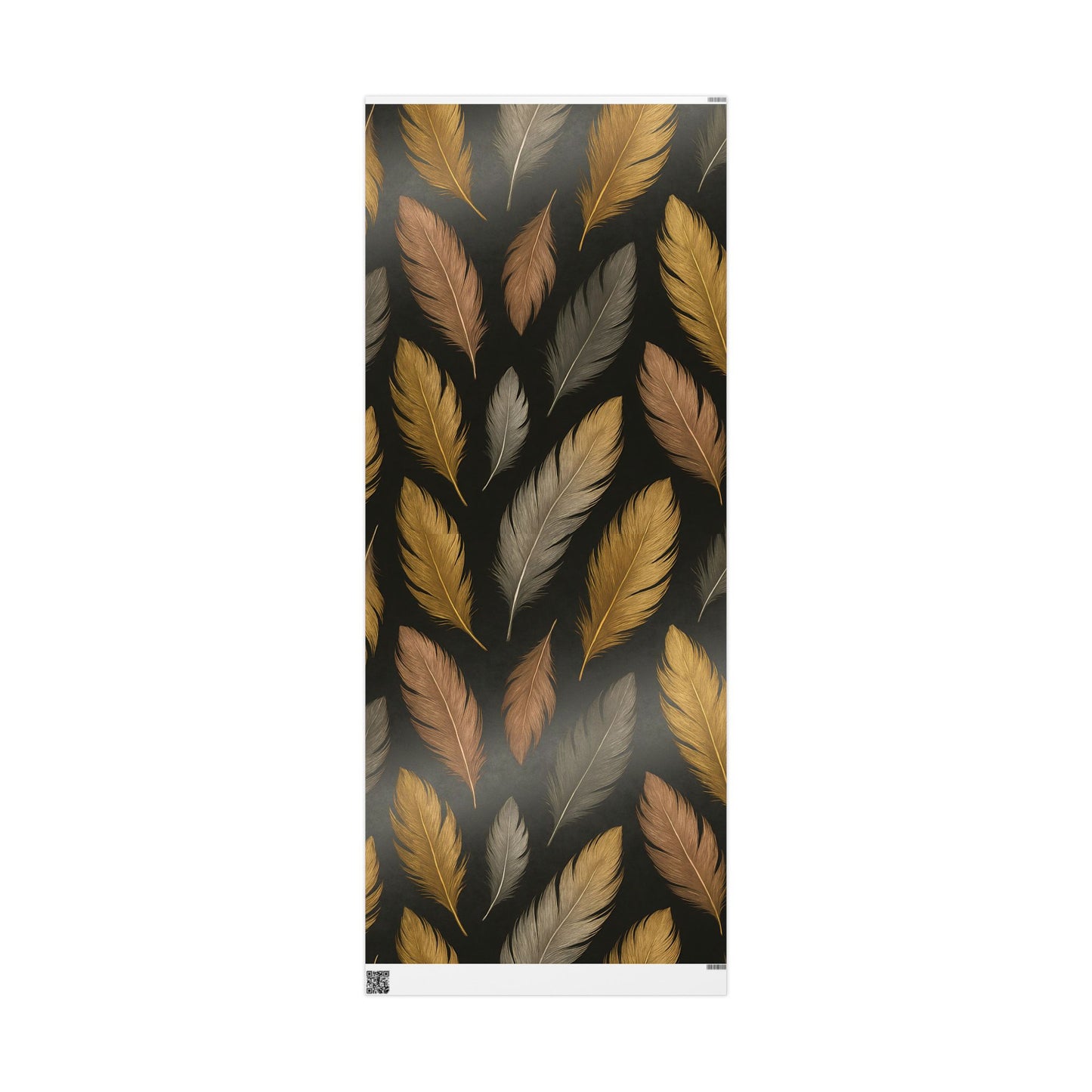 Luxury Feather Print Wrapping Paper – Metallic Gold, Bronze & Silver Design