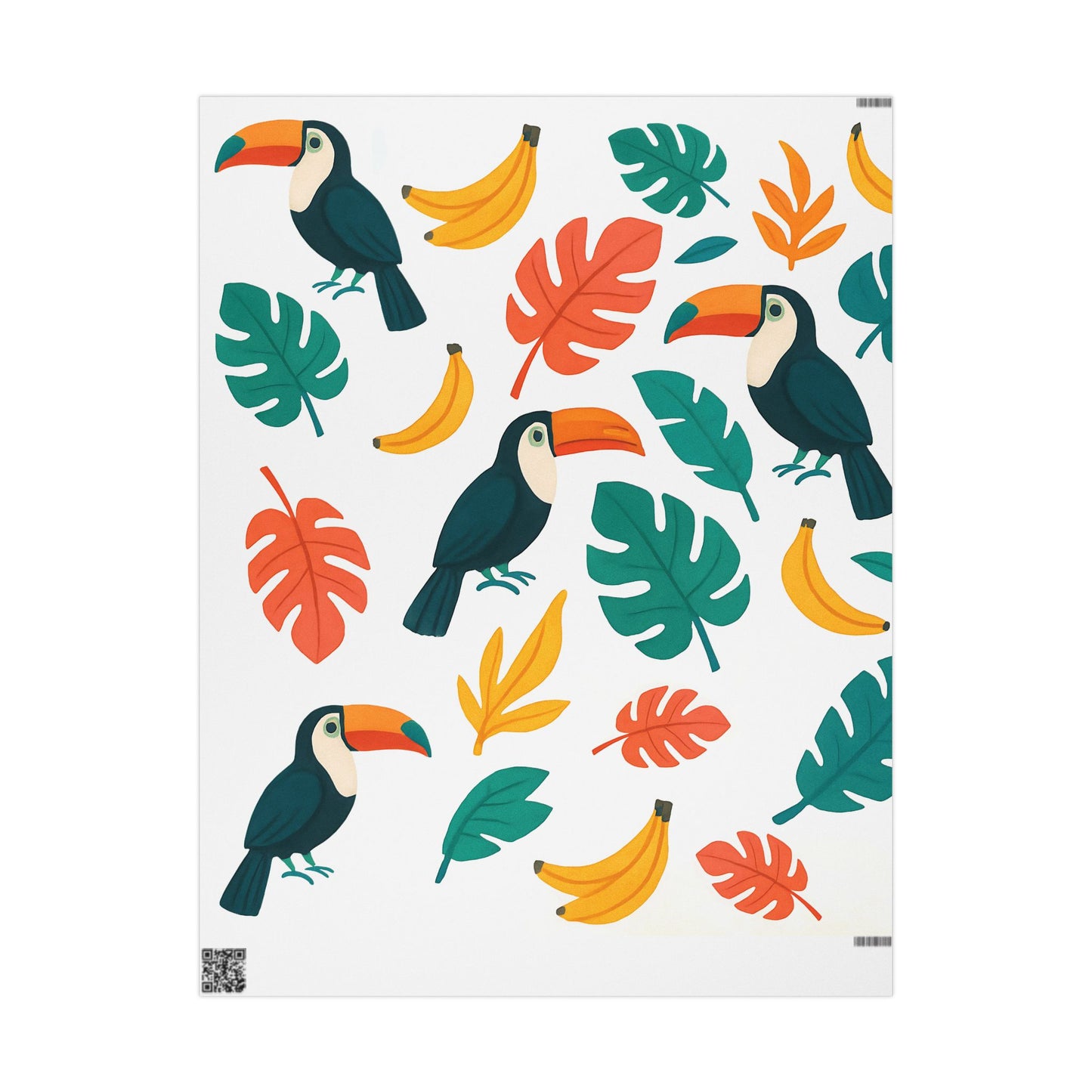 Tropical Toucan and Banana Wrapping Paper – Vibrant Jungle Leaf Gift Wrap