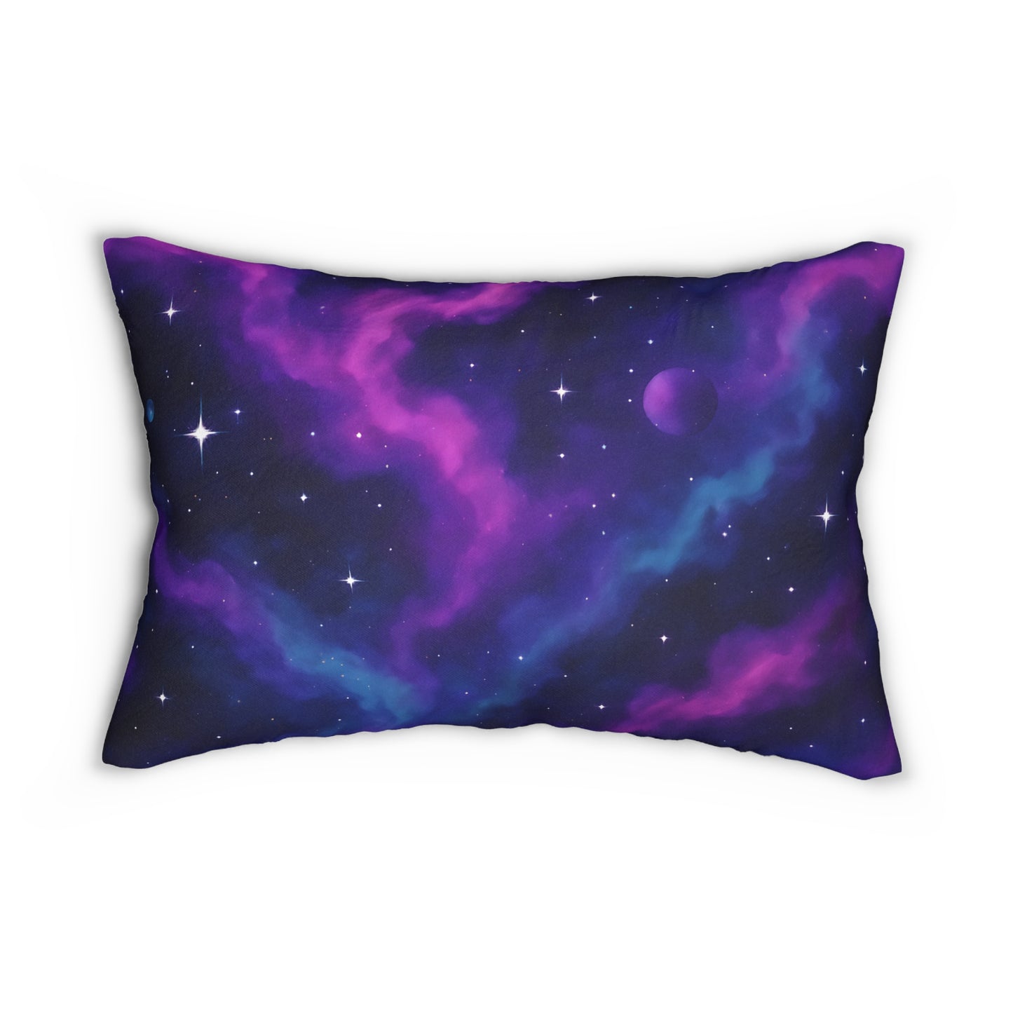 Cosmic Nebula Lumbar Pillow – Purple & Blue Galaxy Print Cushion